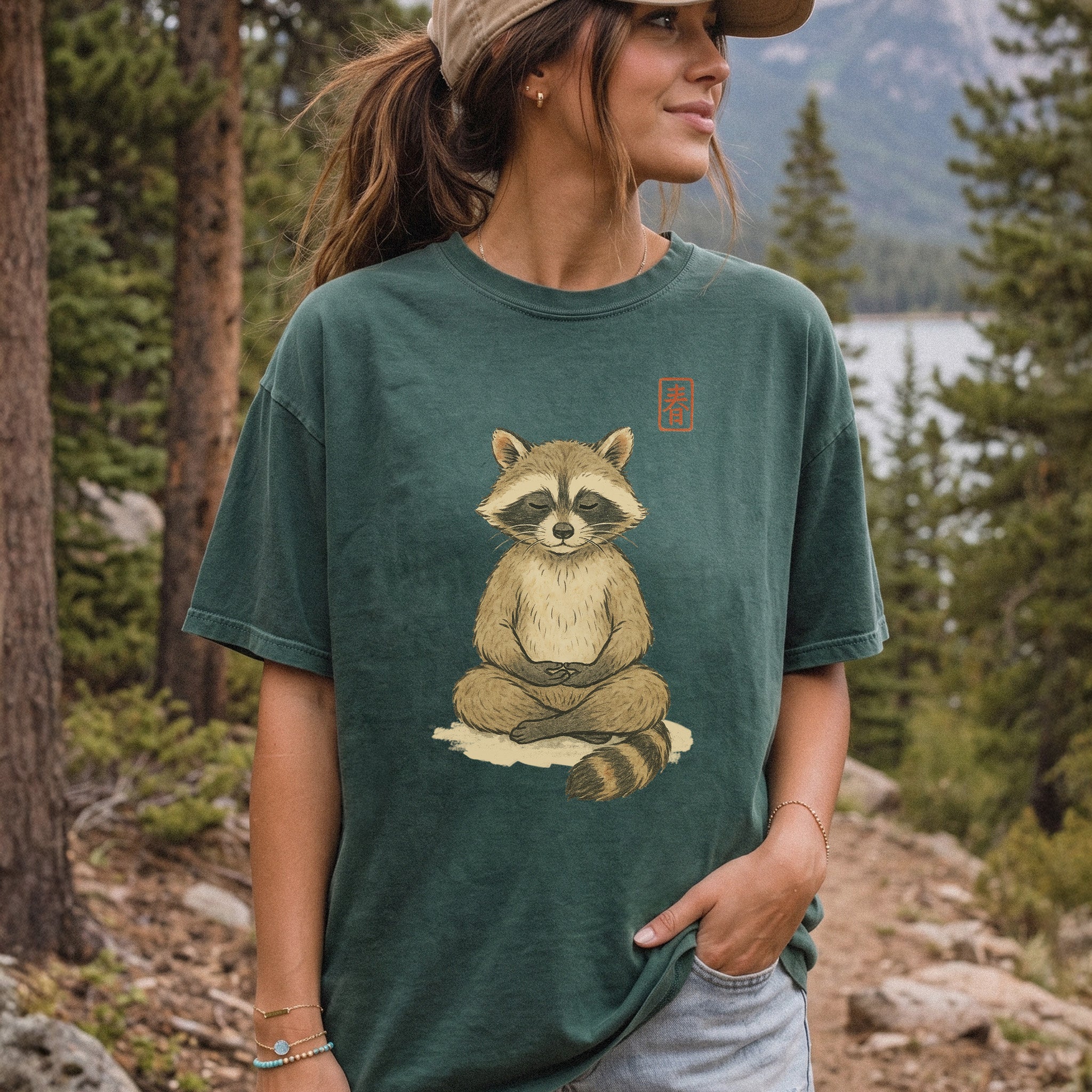 Meditating Raccoon Watercolor Comfort Colors Shirt