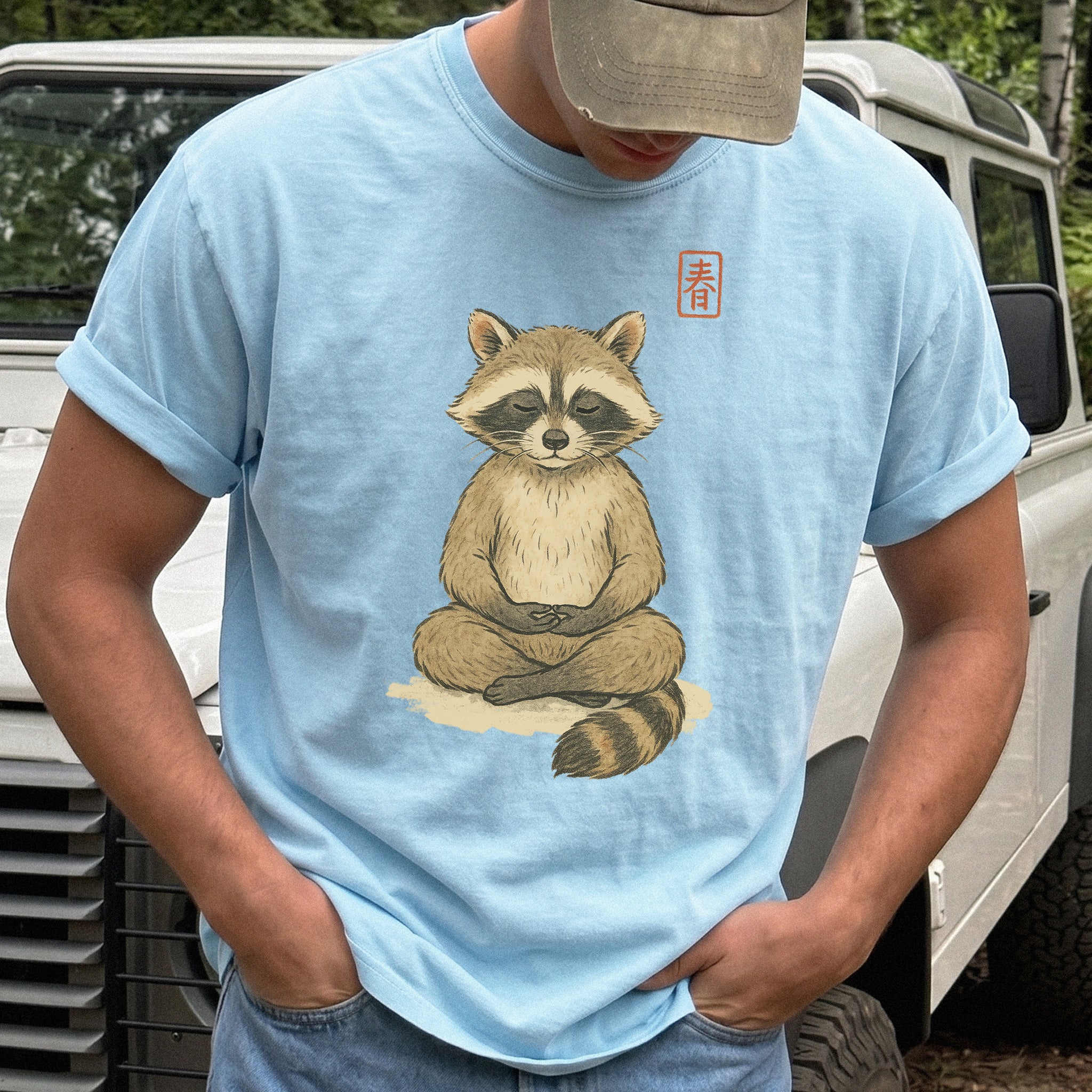 Meditating Raccoon Watercolor Comfort Colors Shirt