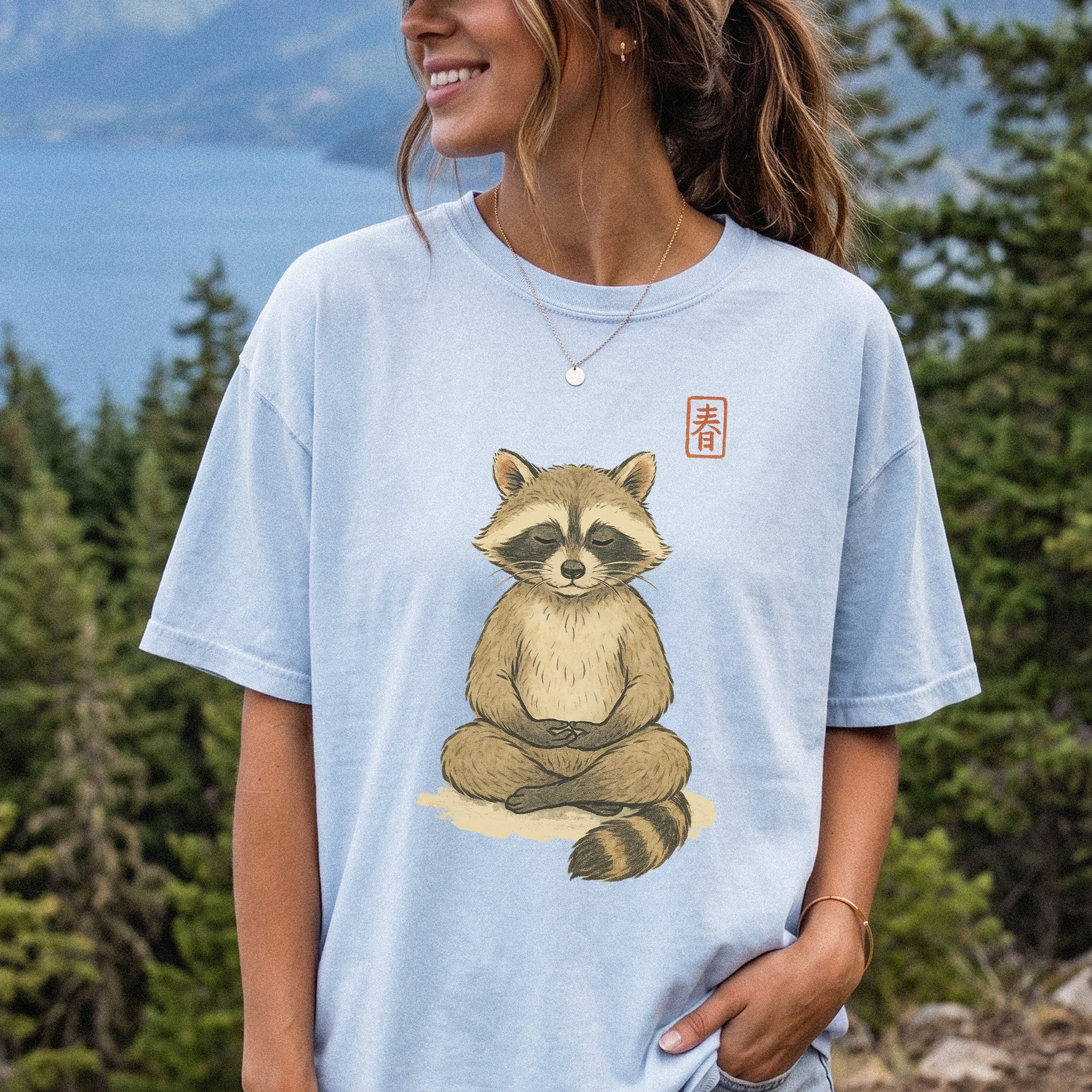 Meditating Raccoon Watercolor Comfort Colors Shirt