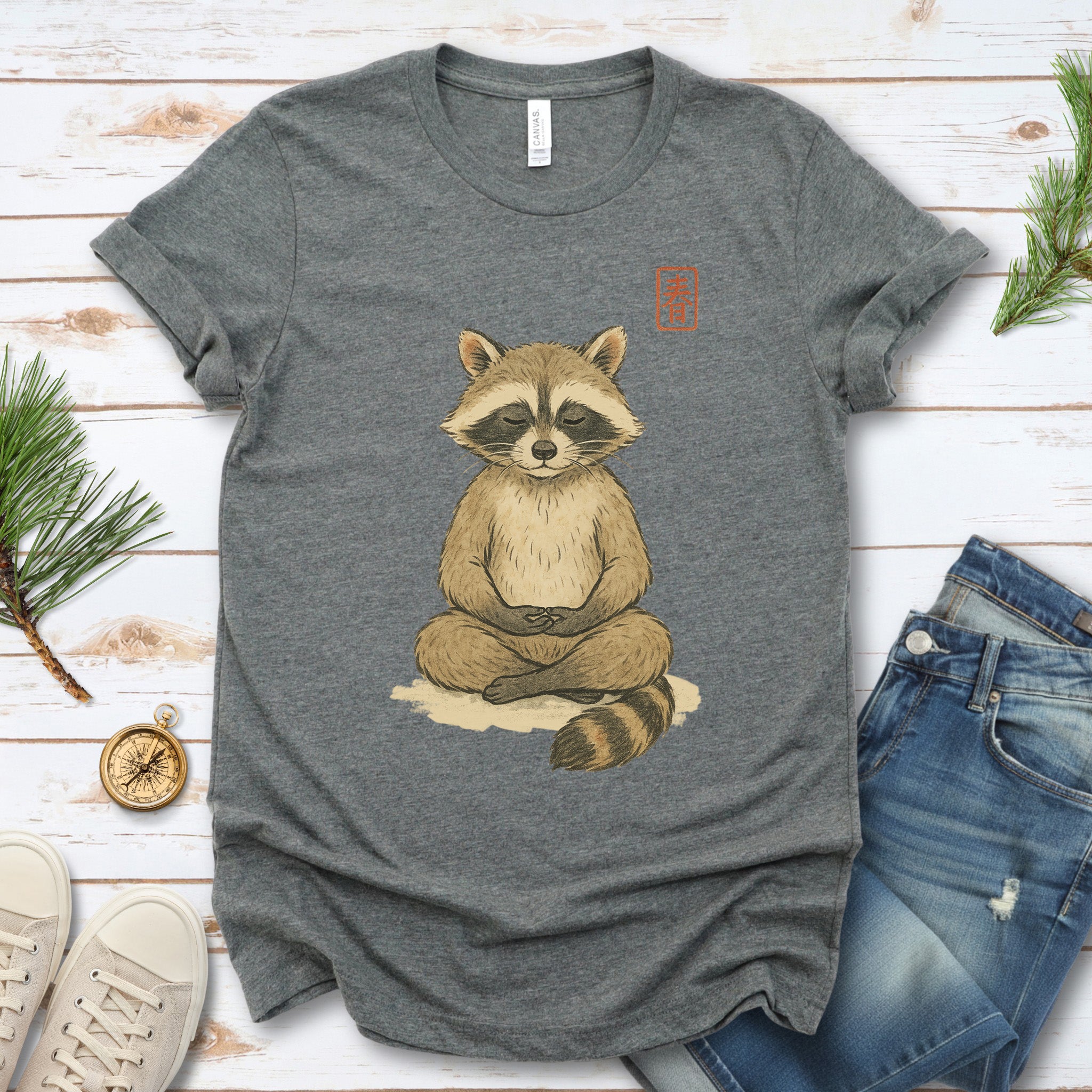 Meditating Raccoon Watercolor T-Shirt