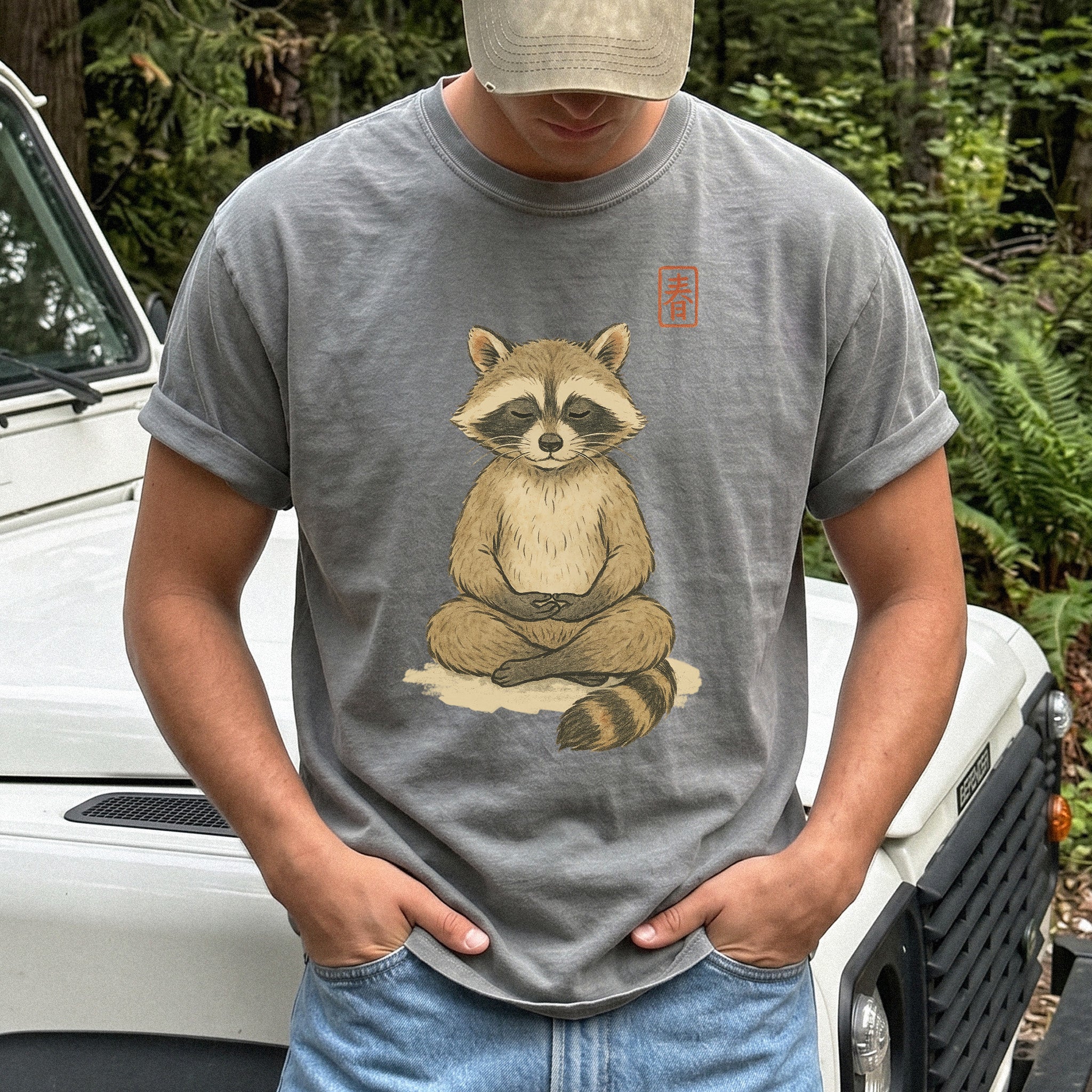 Meditating Raccoon Watercolor Comfort Colors Shirt