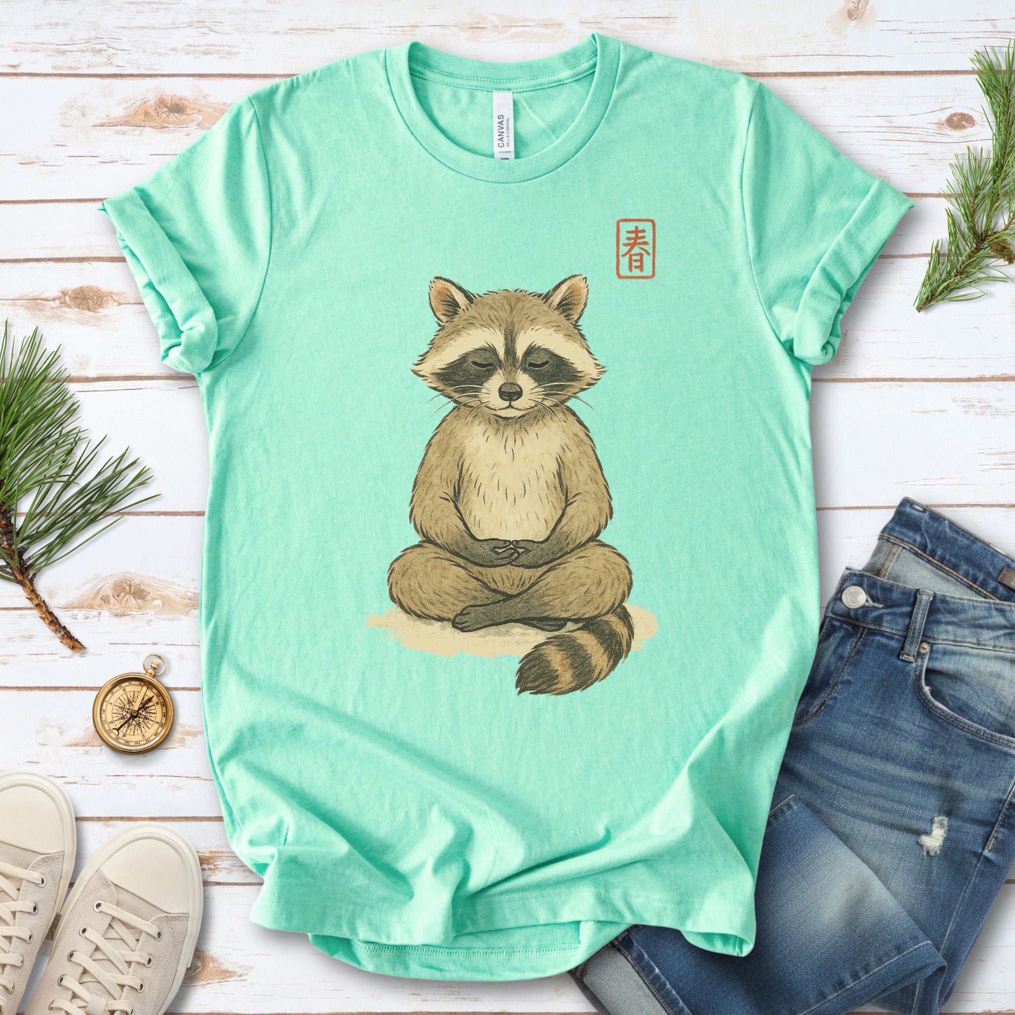 Meditating Raccoon Watercolor T-Shirt