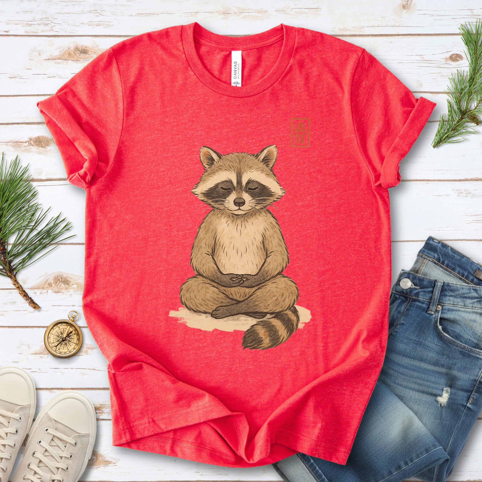 Meditating Raccoon Watercolor T-Shirt