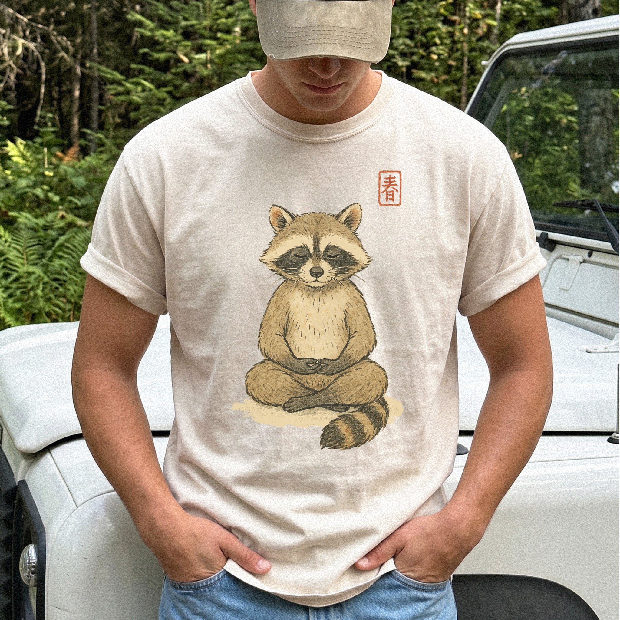 Meditating Raccoon Watercolor Comfort Colors Shirt