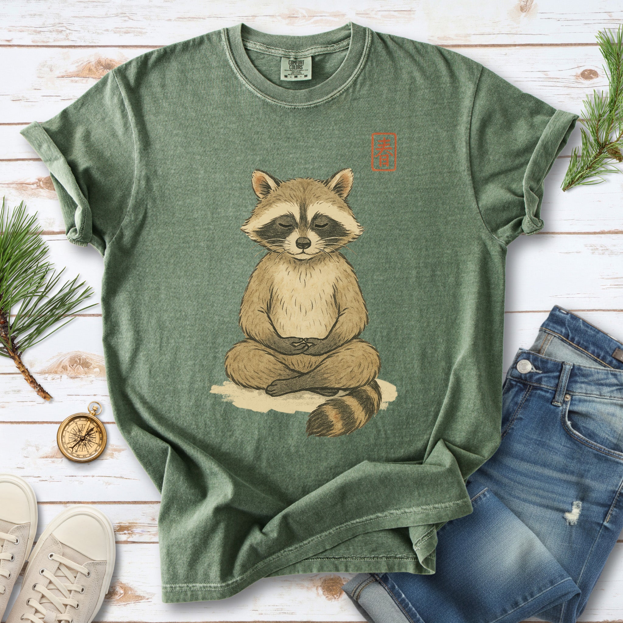 Meditating Raccoon Watercolor Comfort Colors Shirt