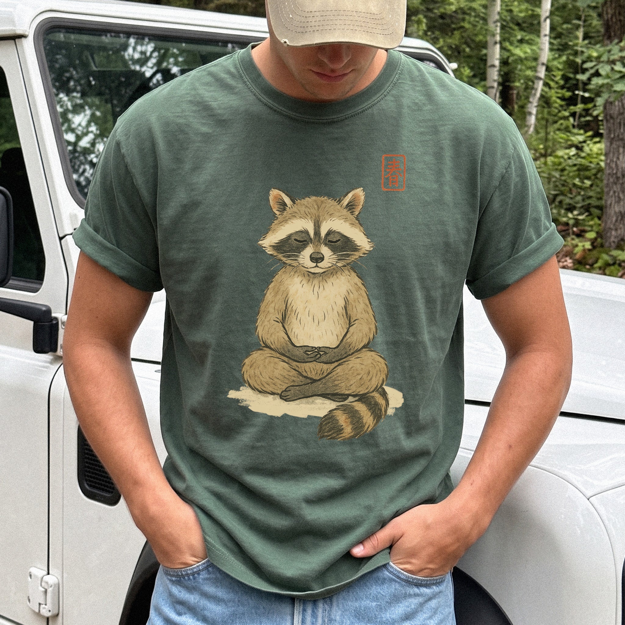 Meditating Raccoon Watercolor Comfort Colors Shirt
