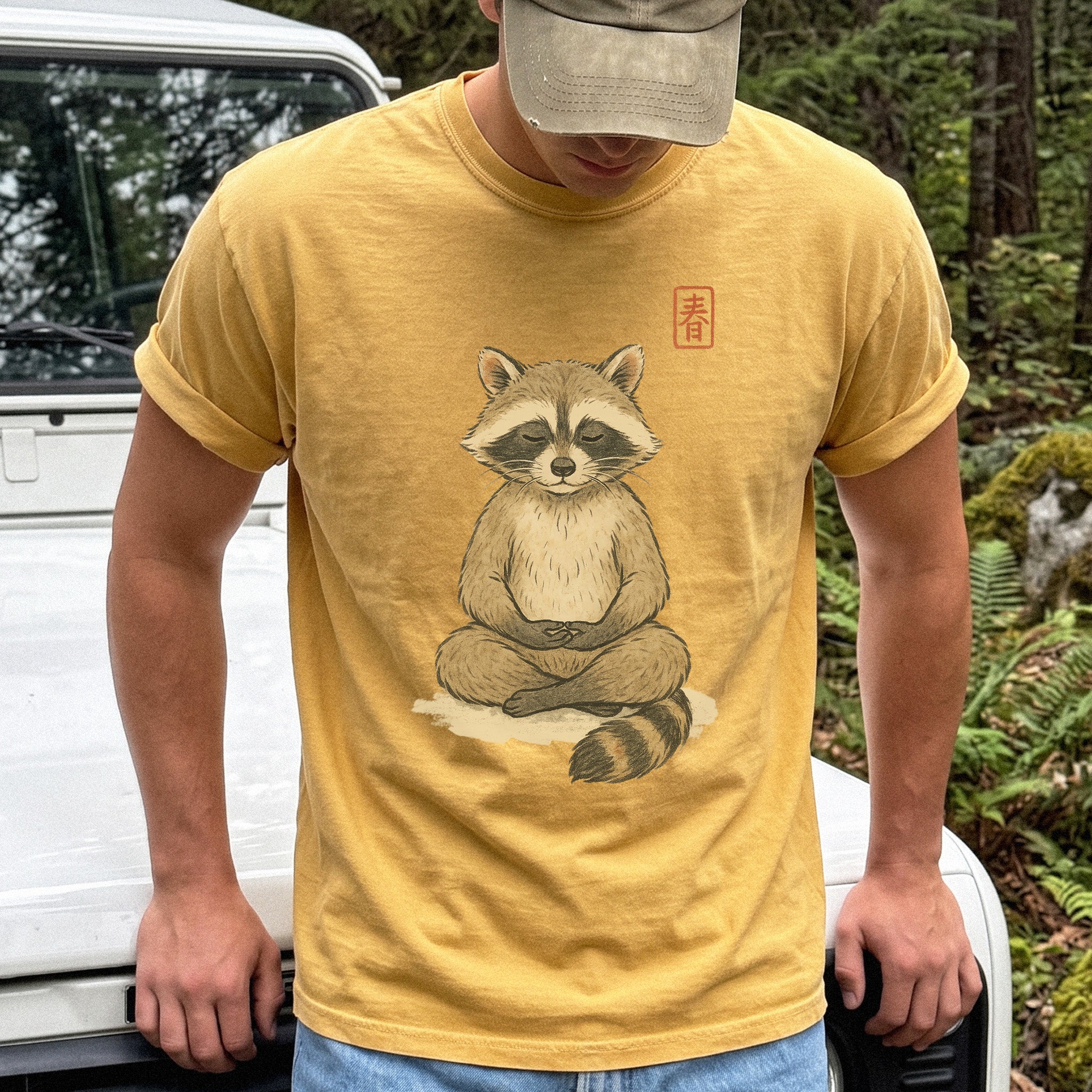 Meditating Raccoon Watercolor Comfort Colors Shirt