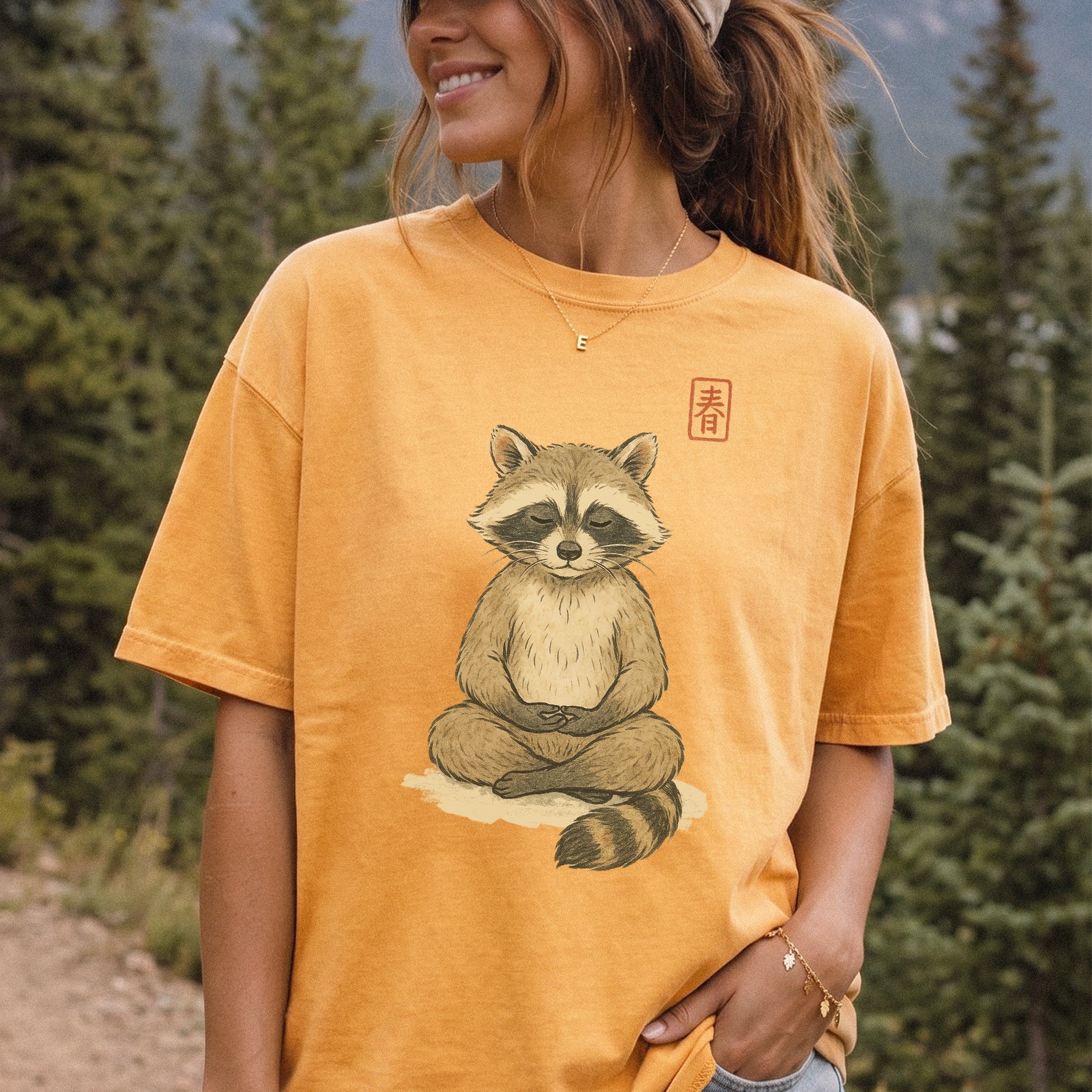 Meditating Raccoon Watercolor Comfort Colors Shirt