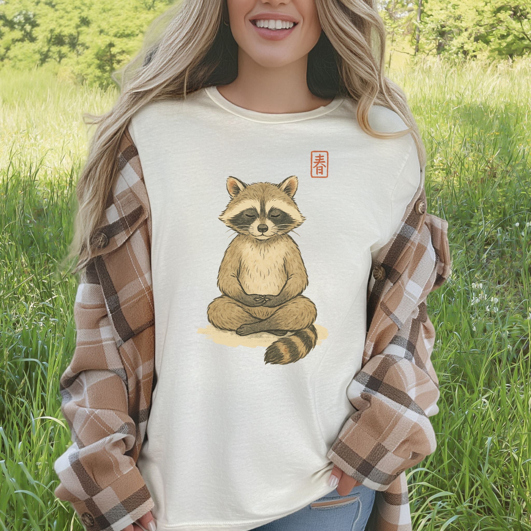 Meditating Raccoon Watercolor T-Shirt