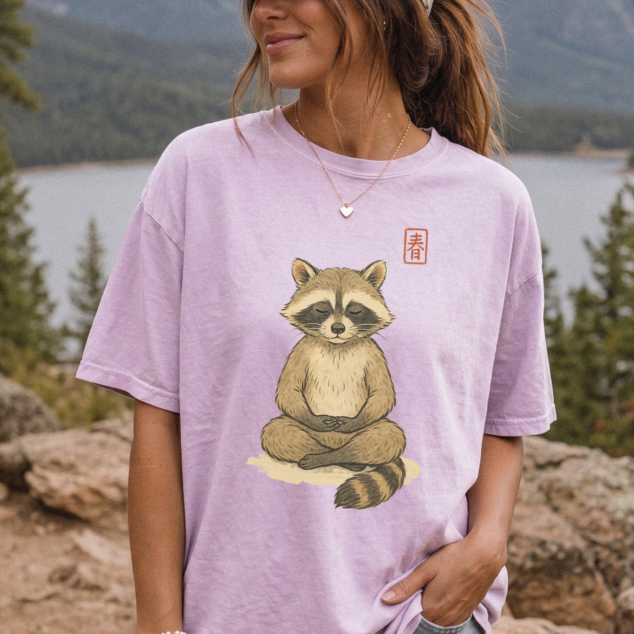 Meditating Raccoon Watercolor Comfort Colors Shirt