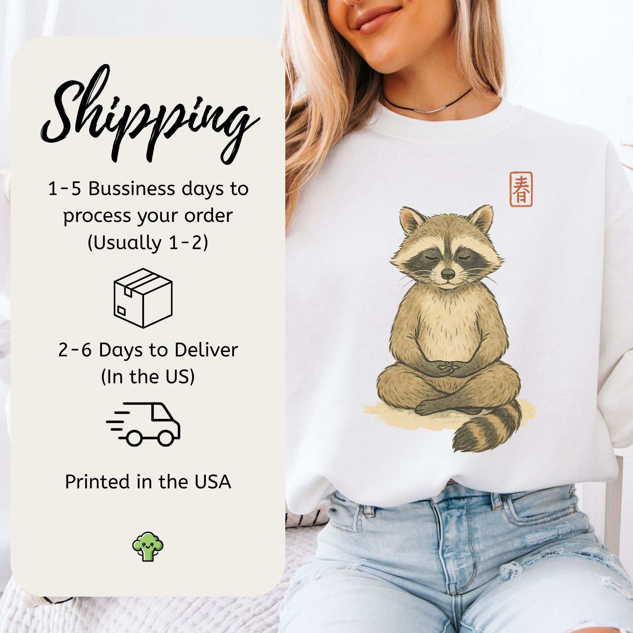 Meditating Raccoon Sweatshirt – Watercolor Zen Animal for Mindful Souls
