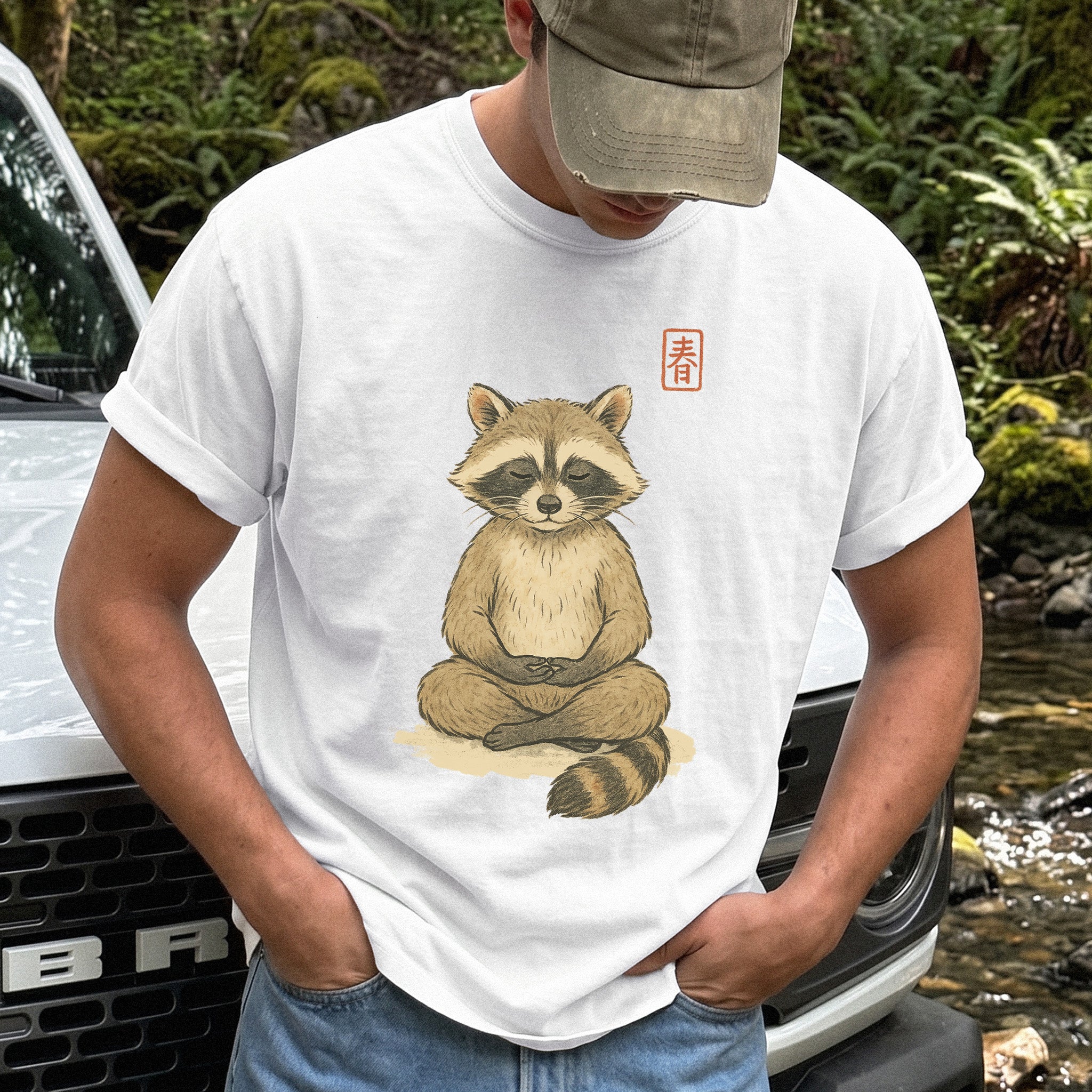 Meditating Raccoon Watercolor Comfort Colors Shirt
