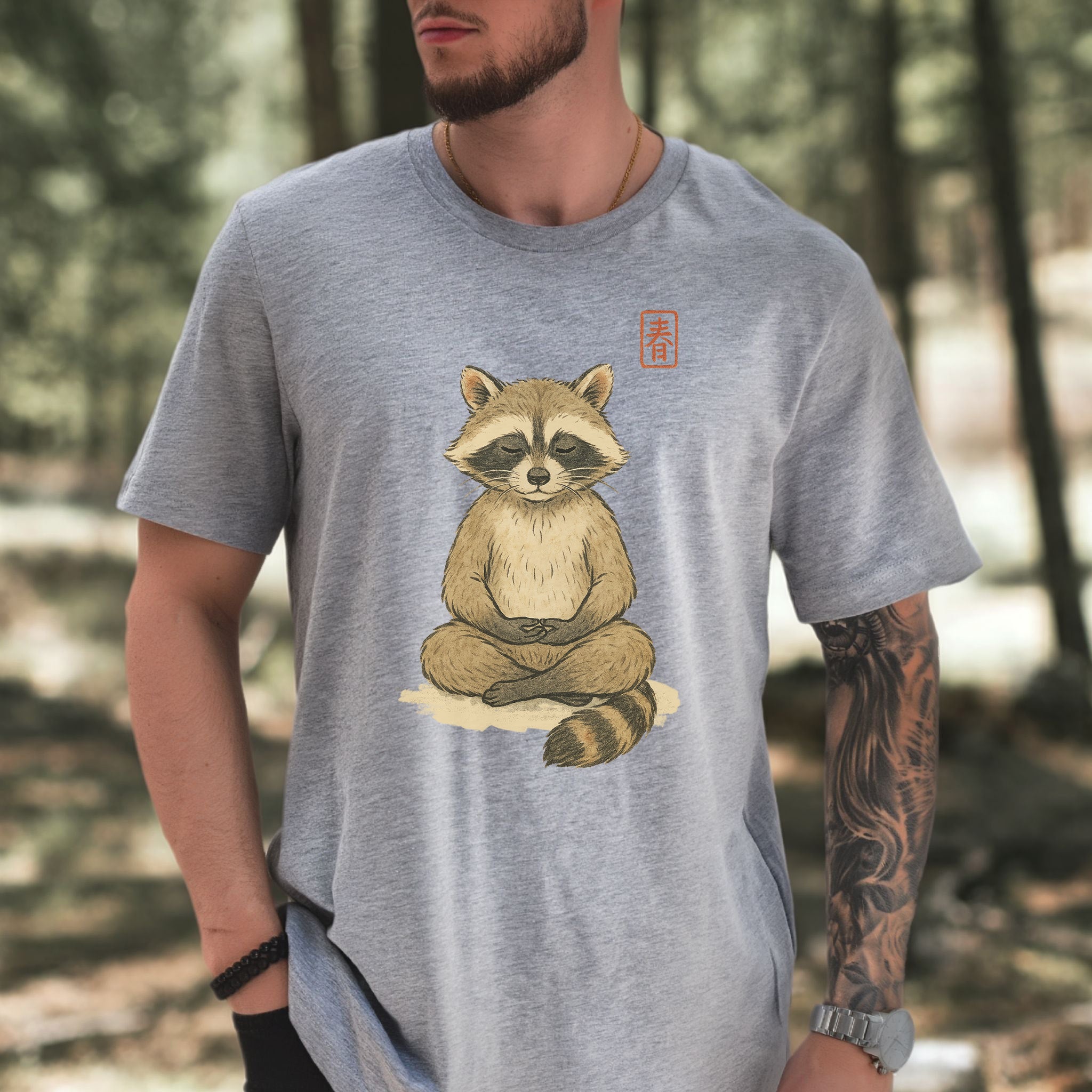 Meditating Raccoon Watercolor T-Shirt