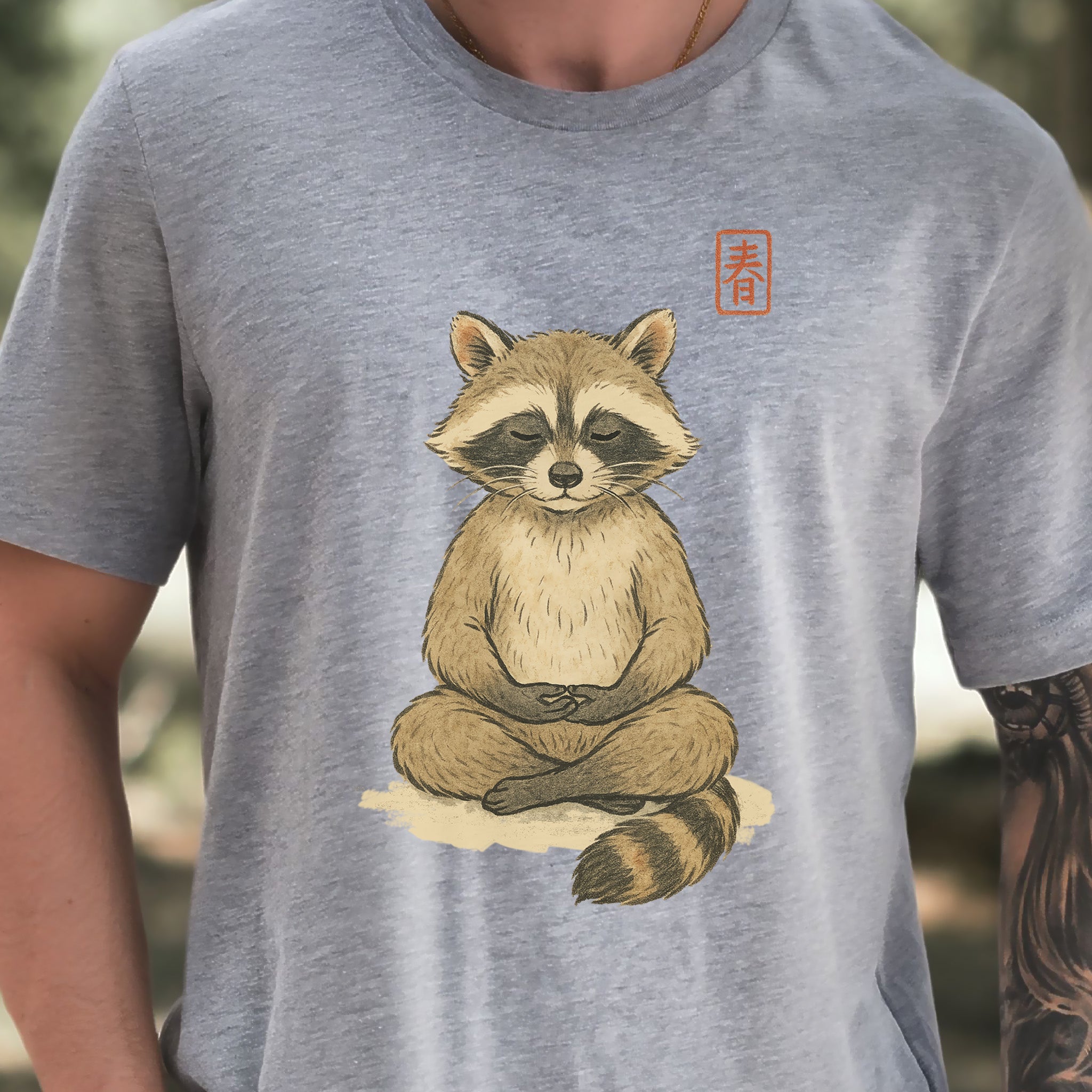 Meditating Raccoon Watercolor T-Shirt