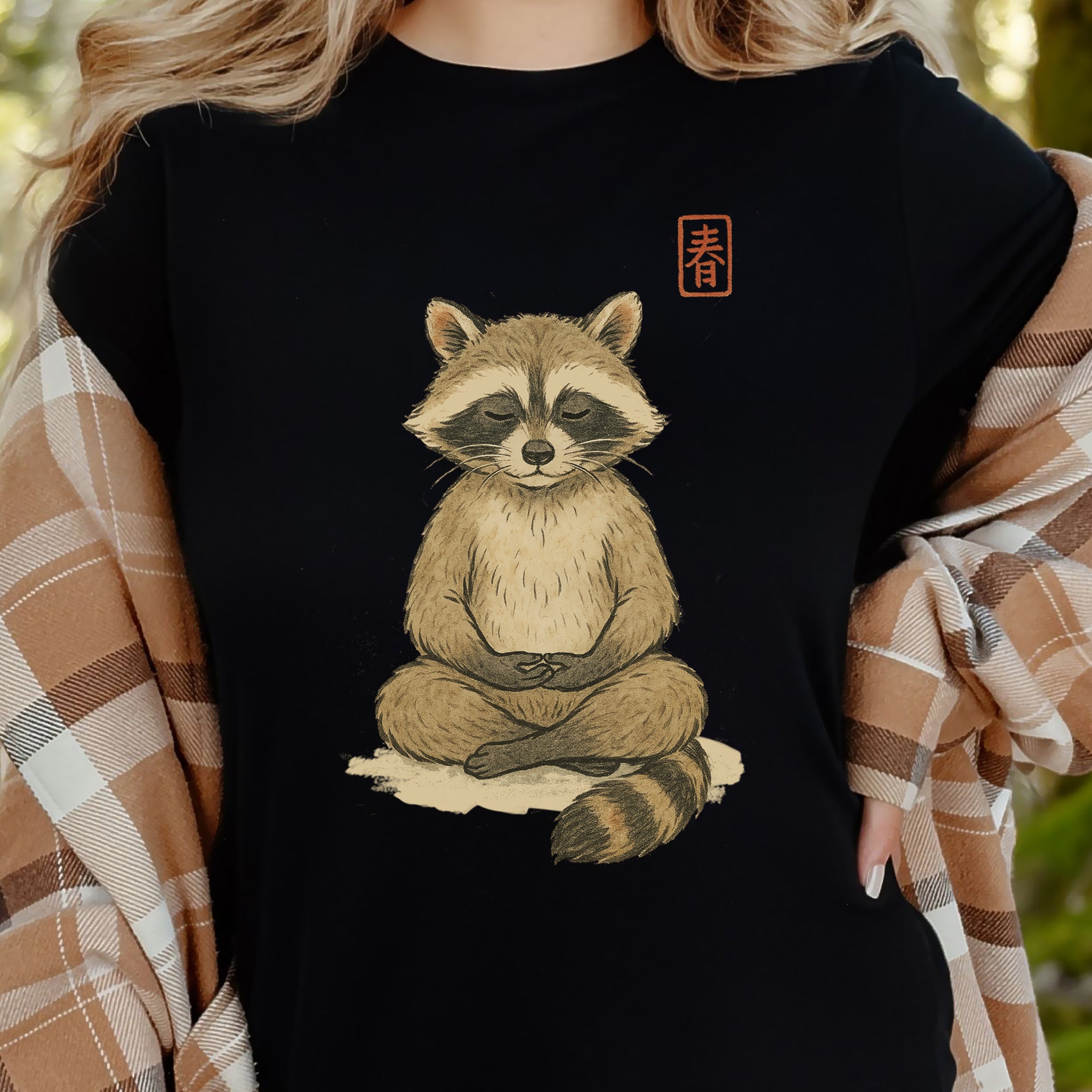 Meditating Raccoon Watercolor T-Shirt