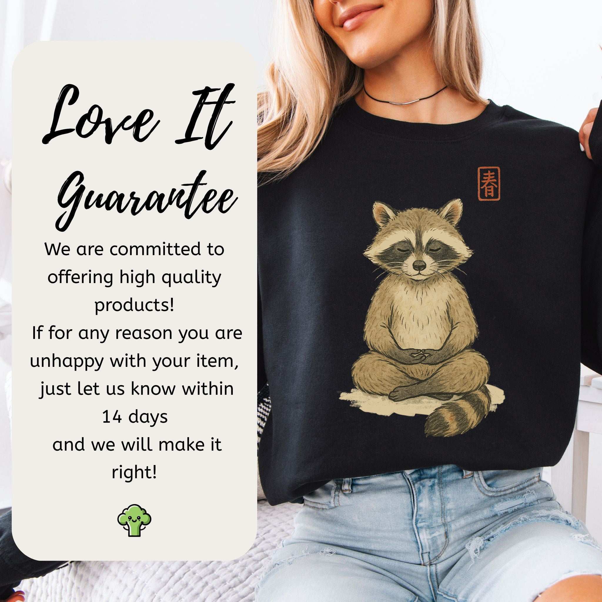 Meditating Raccoon Sweatshirt – Watercolor Zen Animal for Mindful Souls