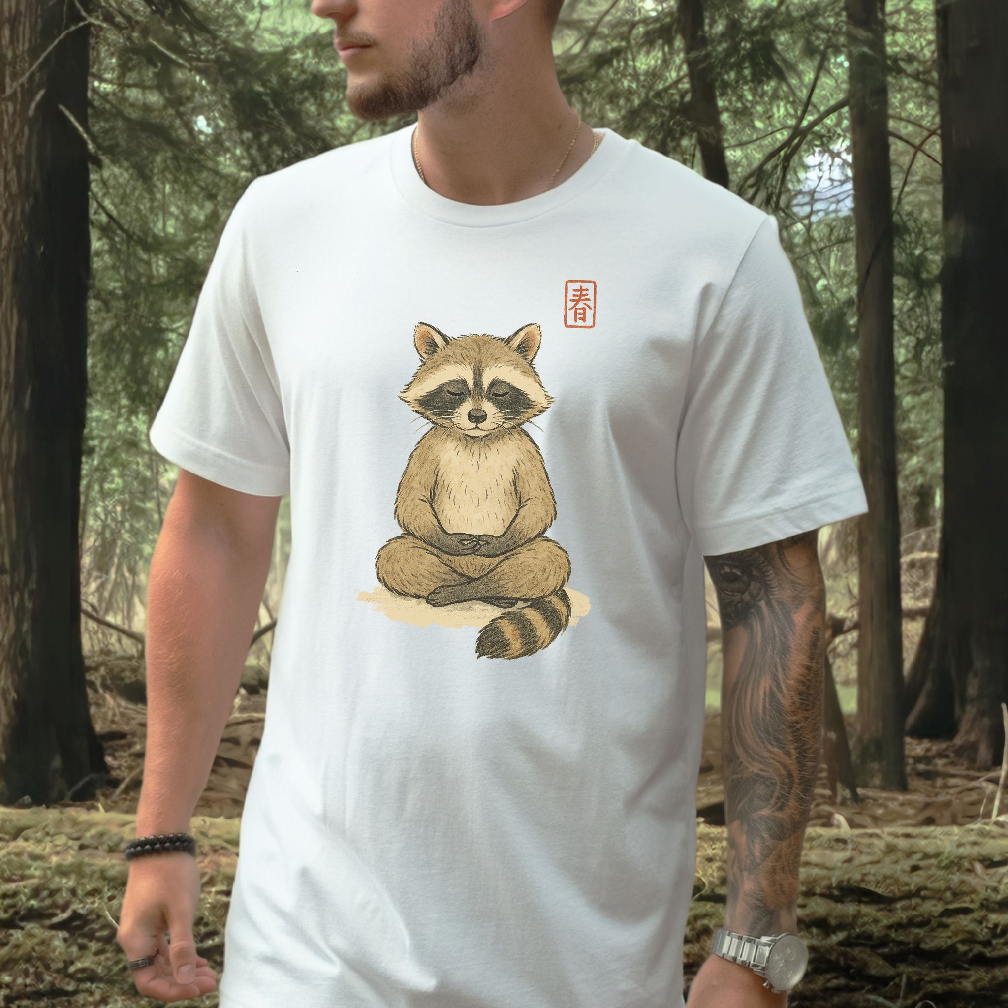 Meditating Raccoon Watercolor T-Shirt