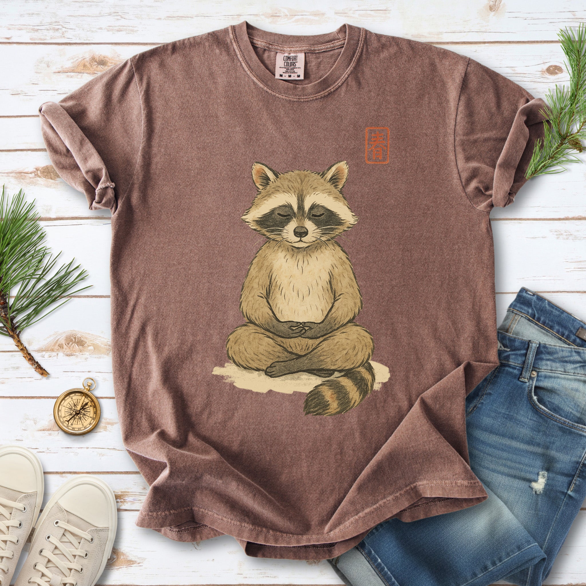 Meditating Raccoon Watercolor Comfort Colors Shirt