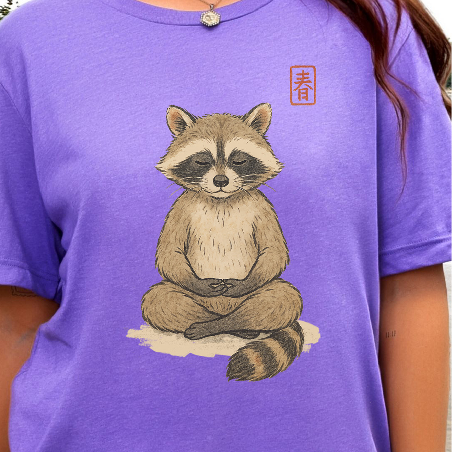 Meditating Raccoon Watercolor T-Shirt
