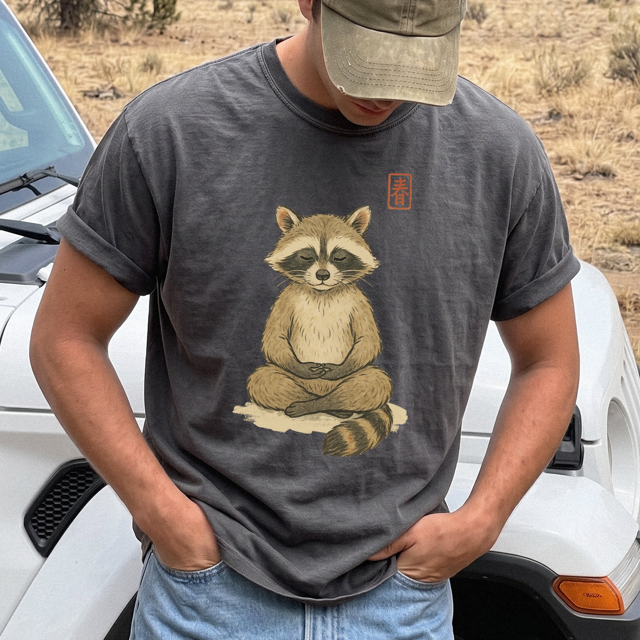 Meditating Raccoon Watercolor Comfort Colors Shirt