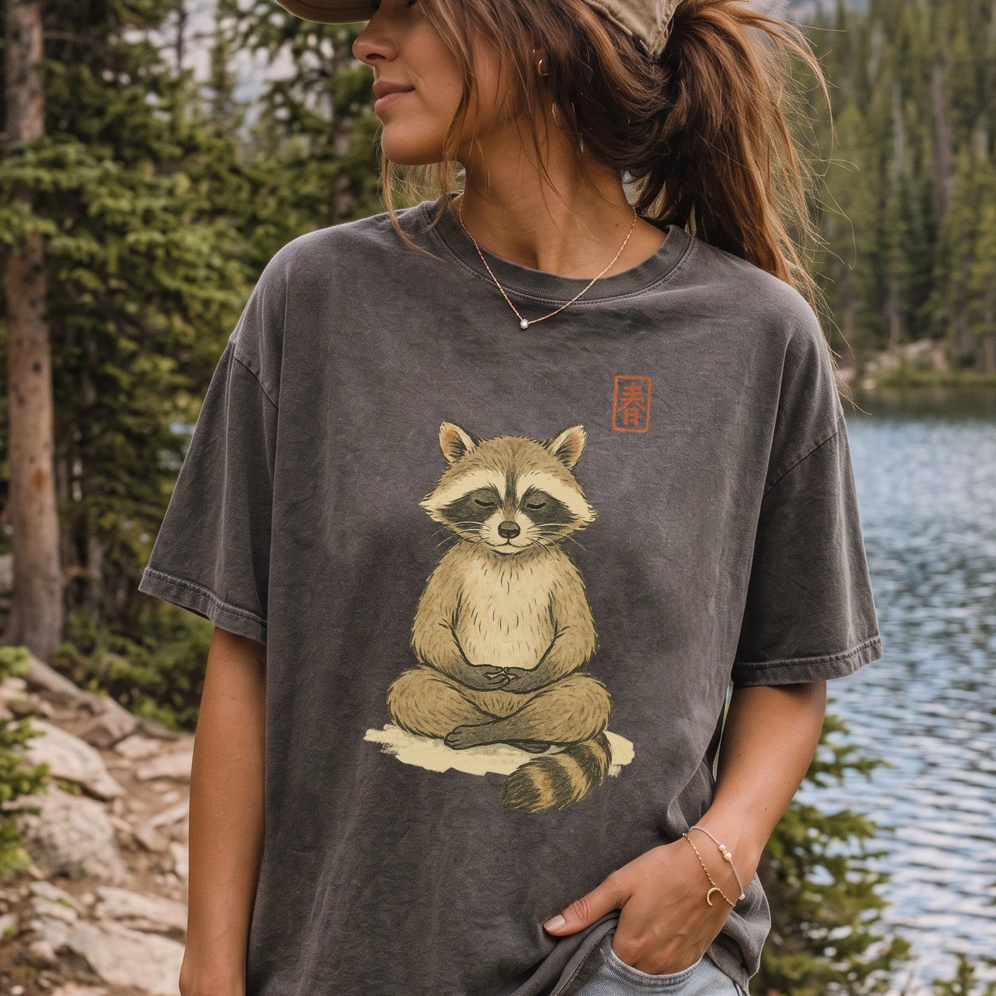 Meditating Raccoon Watercolor Comfort Colors Shirt