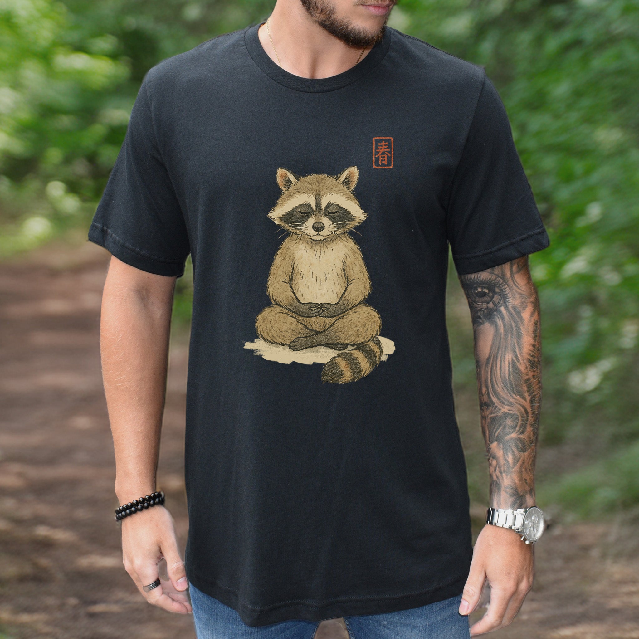 Meditating Raccoon Watercolor T-Shirt