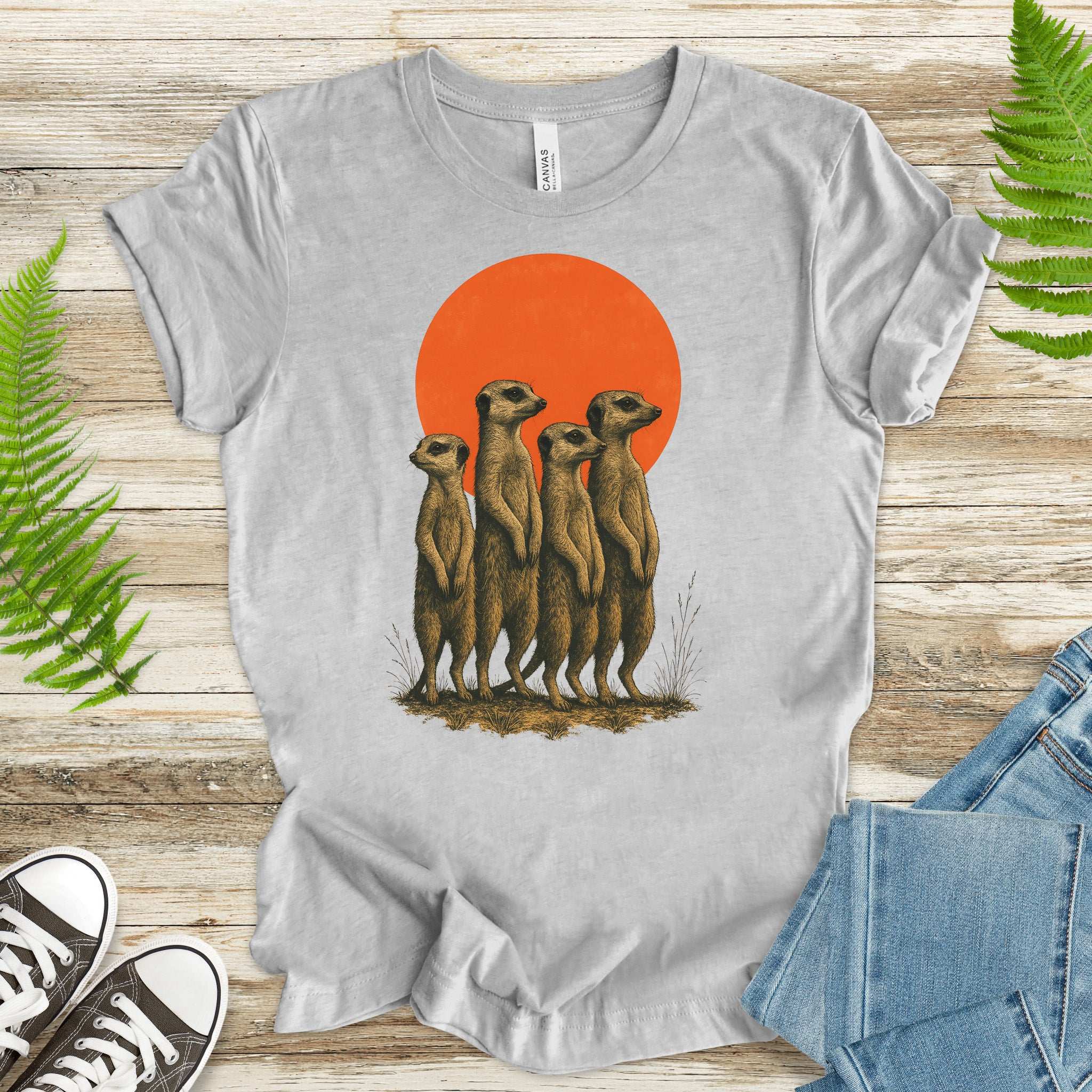 Vintage Meerkat Sunset T-Shirt – Japanese Safari Nature Tee