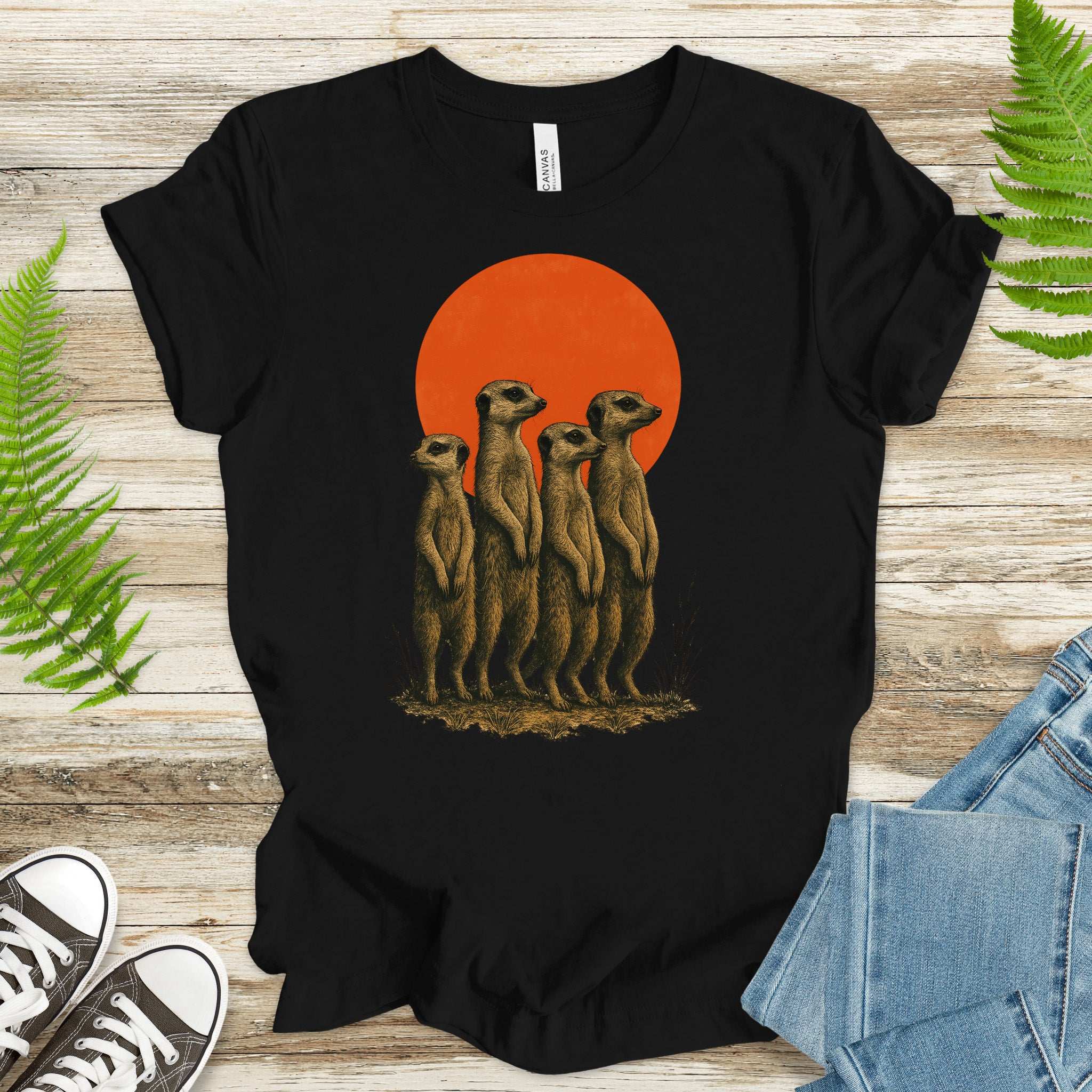 Vintage Meerkat Sunset T-Shirt – Japanese Safari Nature Tee