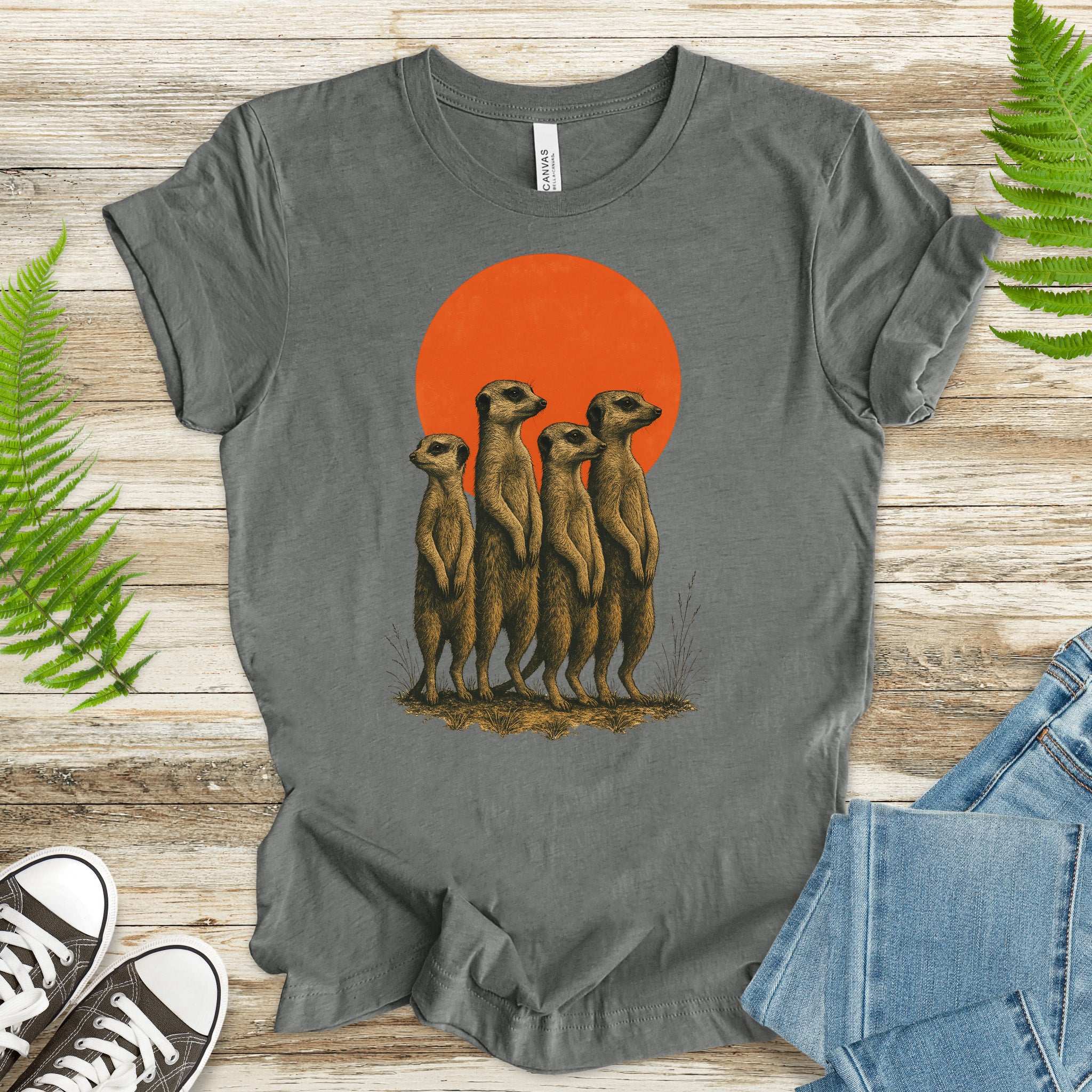 Vintage Meerkat Sunset T-Shirt – Japanese Safari Nature Tee