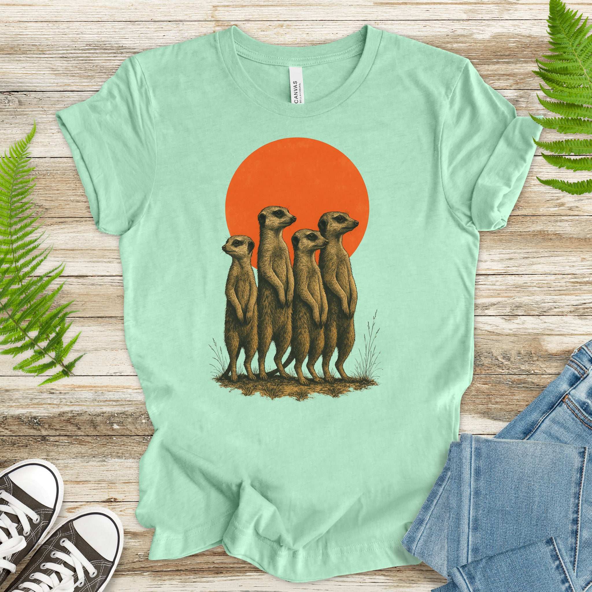 Vintage Meerkat Sunset T-Shirt – Japanese Safari Nature Tee