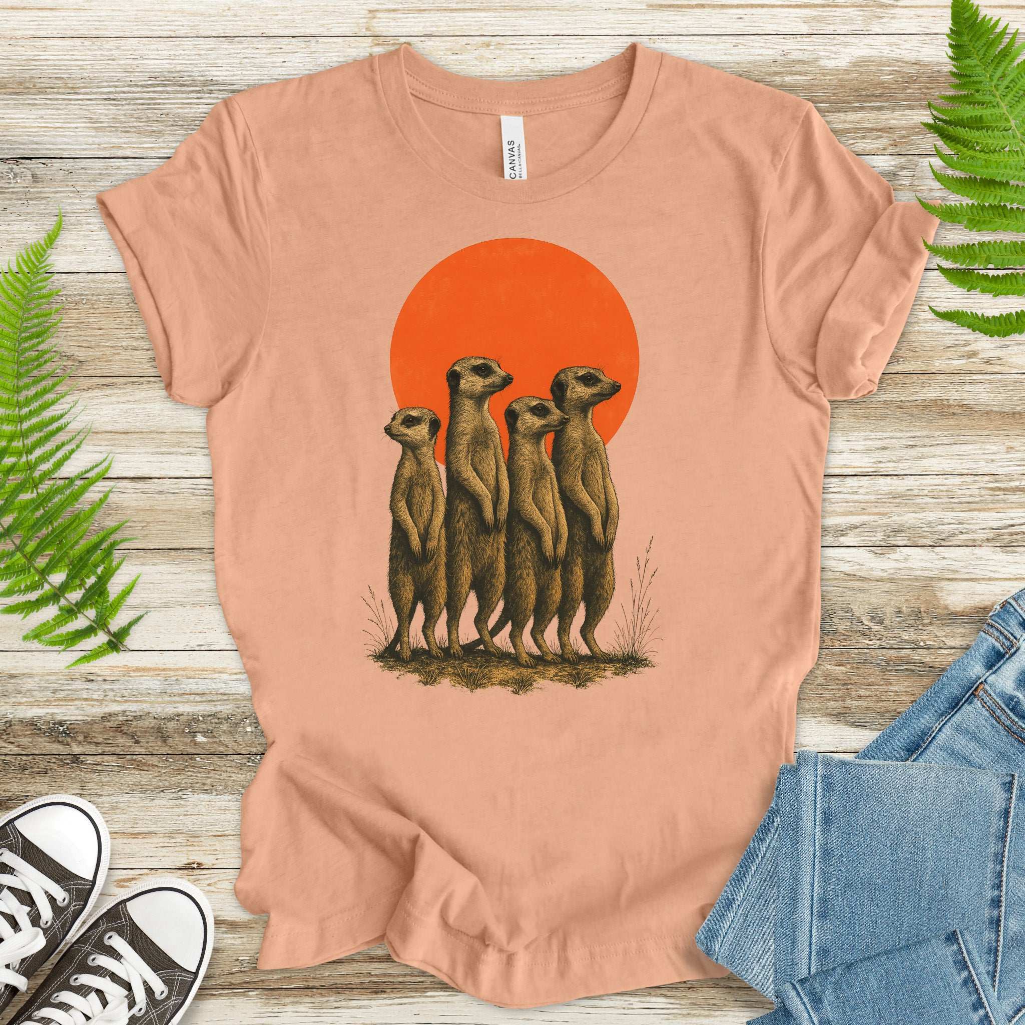 Vintage Meerkat Sunset T-Shirt – Japanese Safari Nature Tee