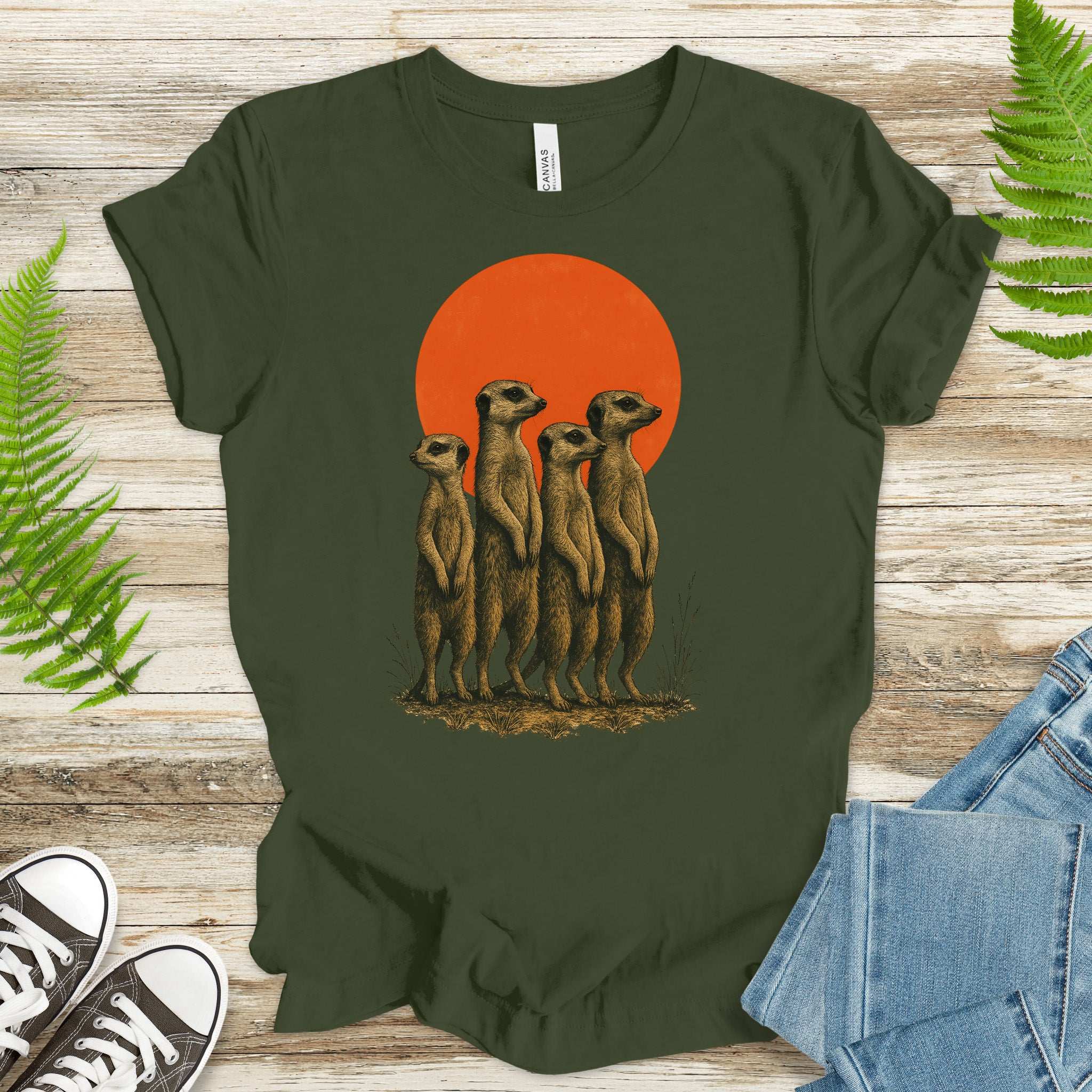 Vintage Meerkat Sunset T-Shirt – Japanese Safari Nature Tee
