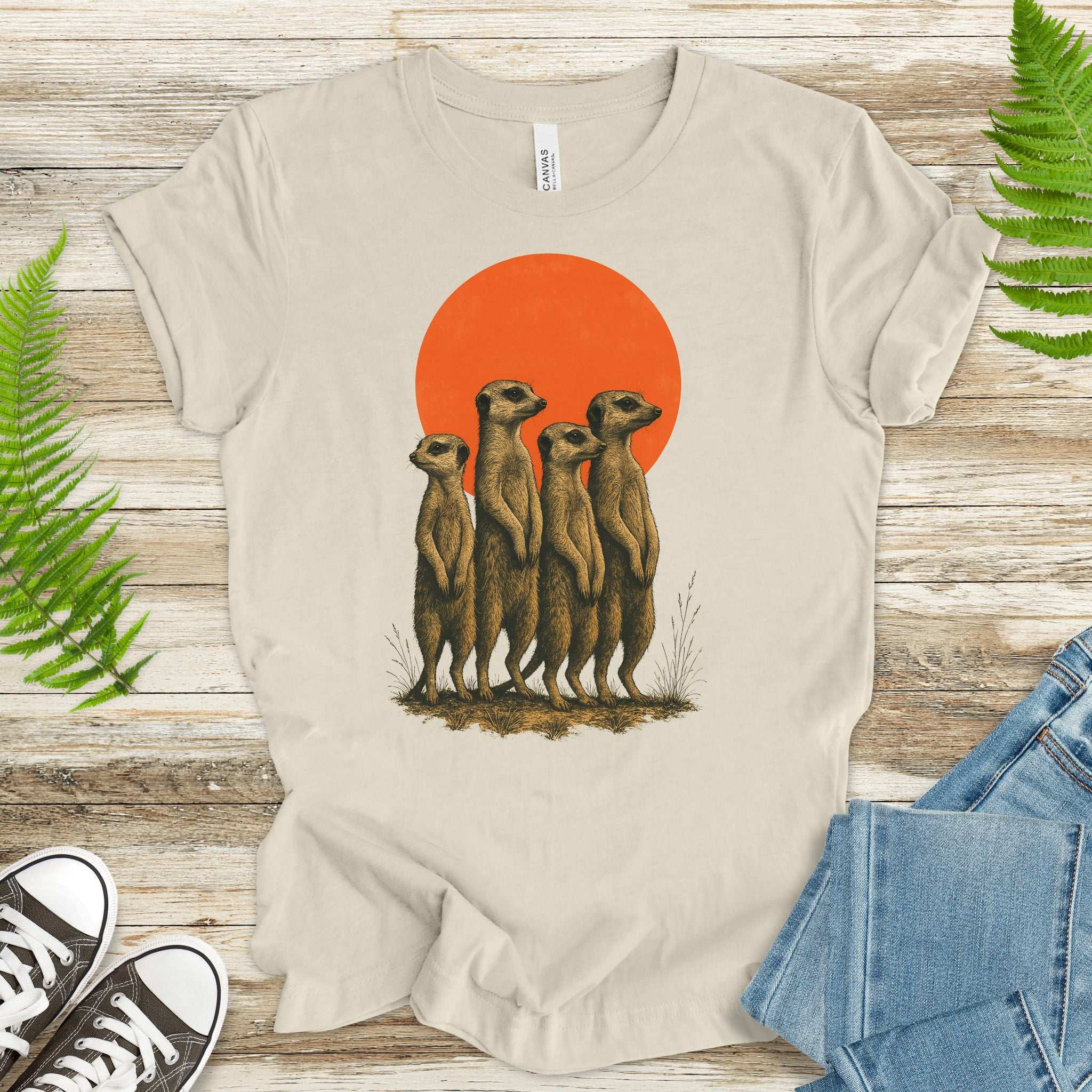 Vintage Meerkat Sunset T-Shirt – Japanese Safari Nature Tee