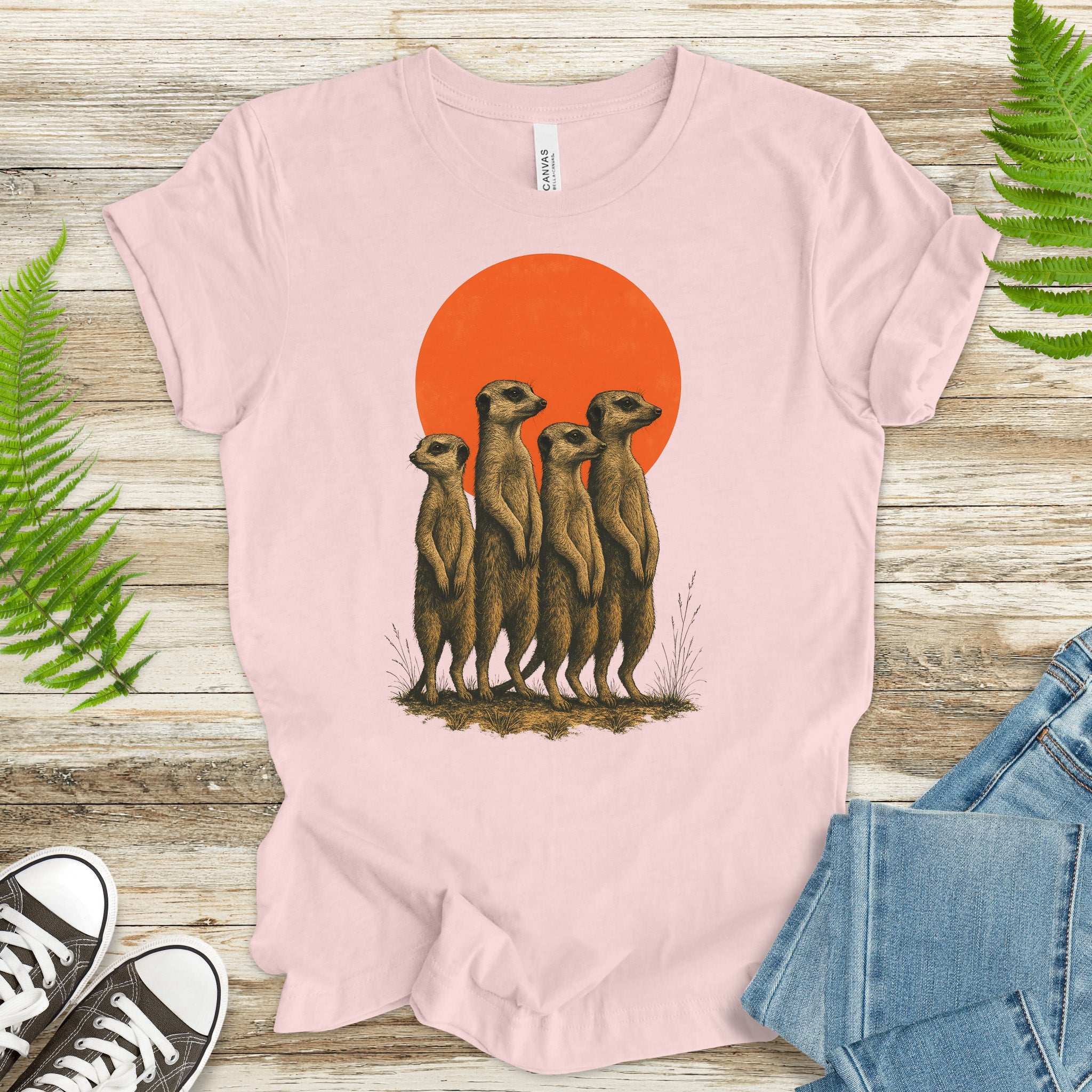 Vintage Meerkat Sunset T-Shirt – Japanese Safari Nature Tee