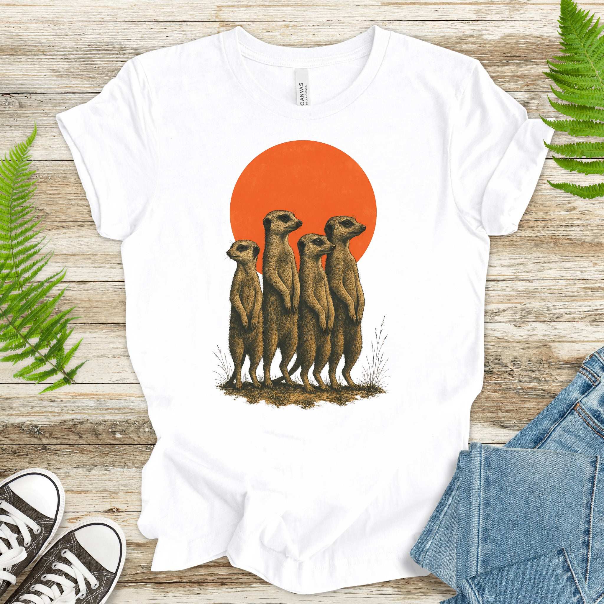 Vintage Meerkat Sunset T-Shirt – Japanese Safari Nature Tee