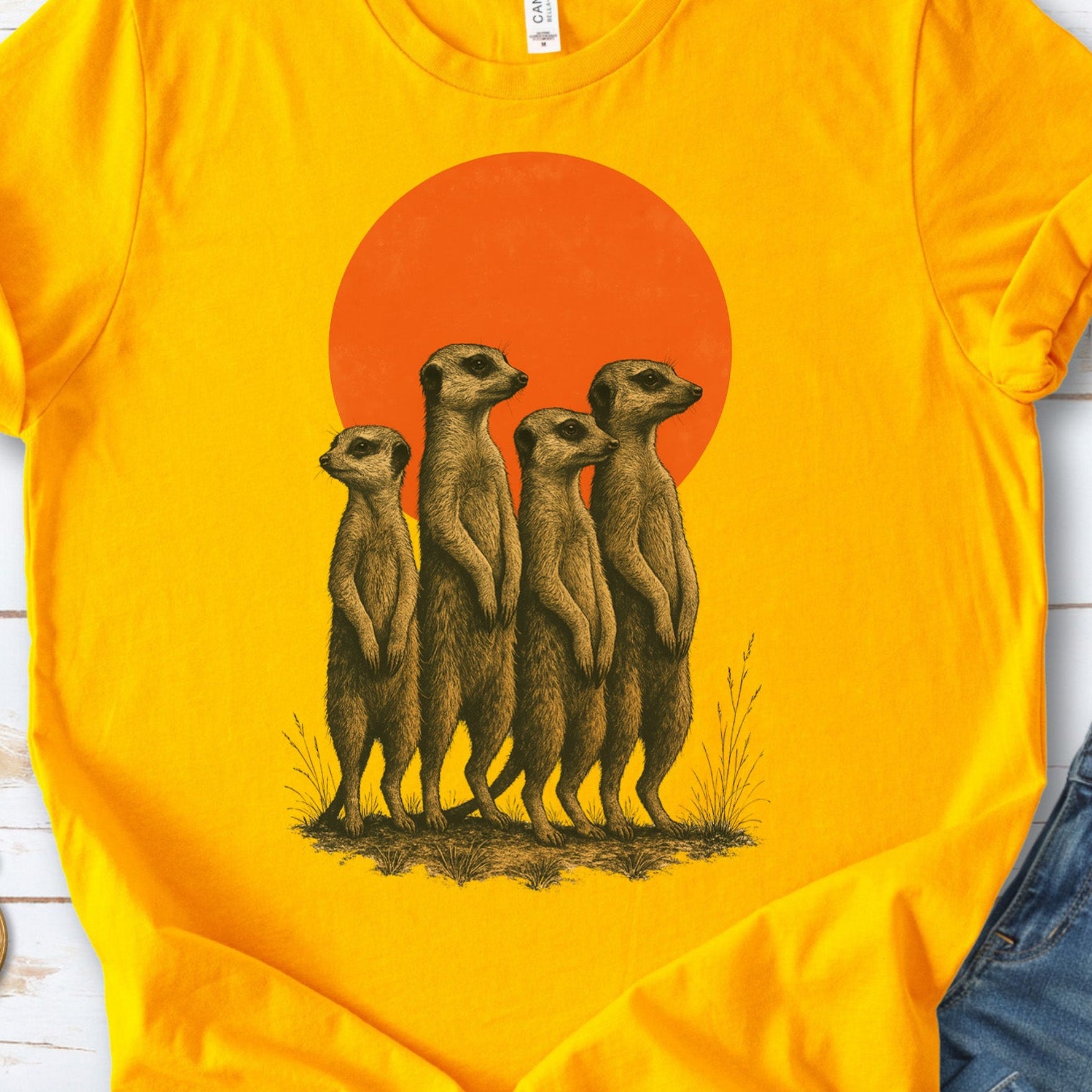 Vintage Meerkat Sunset T-Shirt – Japanese Safari Nature Tee