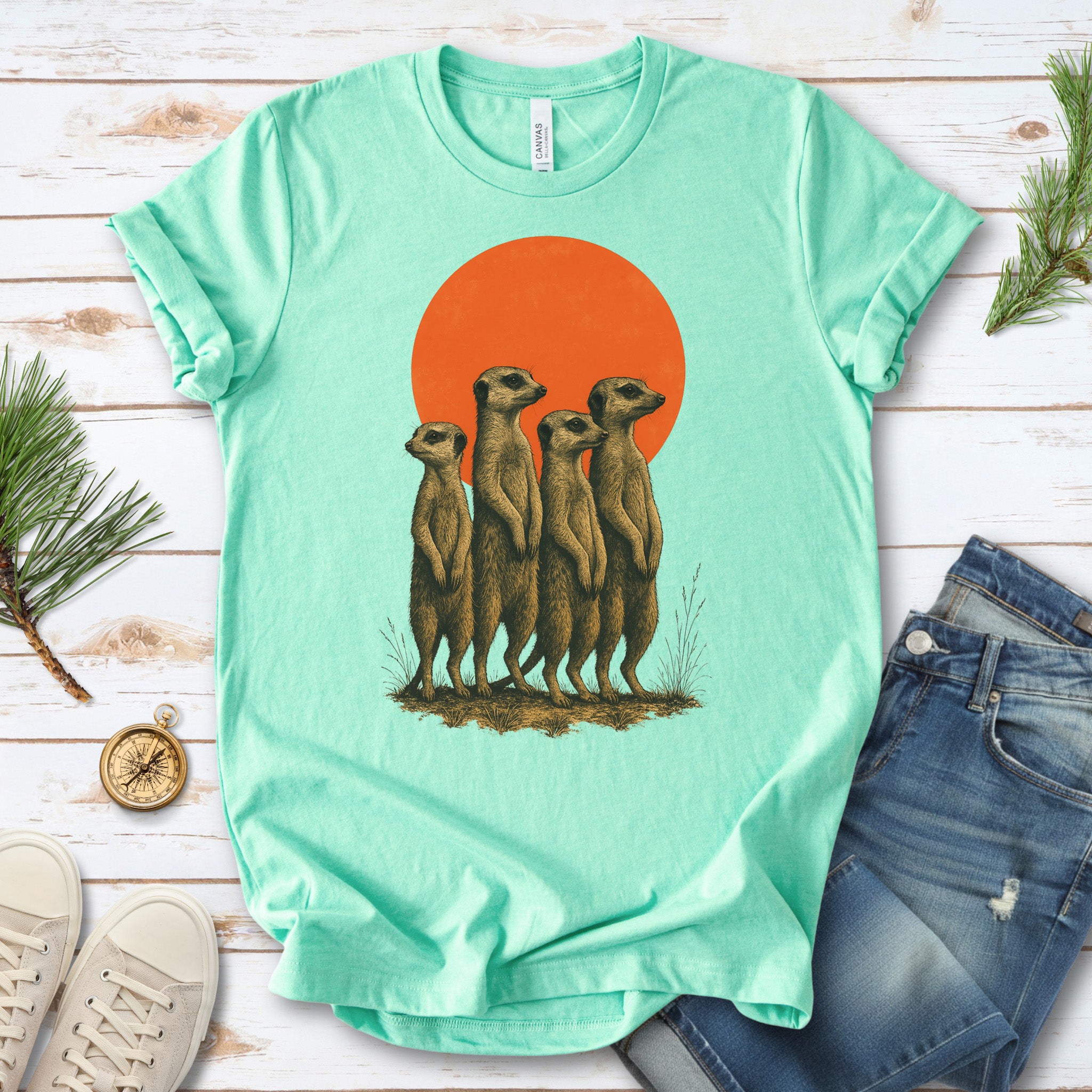 Vintage Meerkat Sunset T-Shirt – Japanese Safari Nature Tee