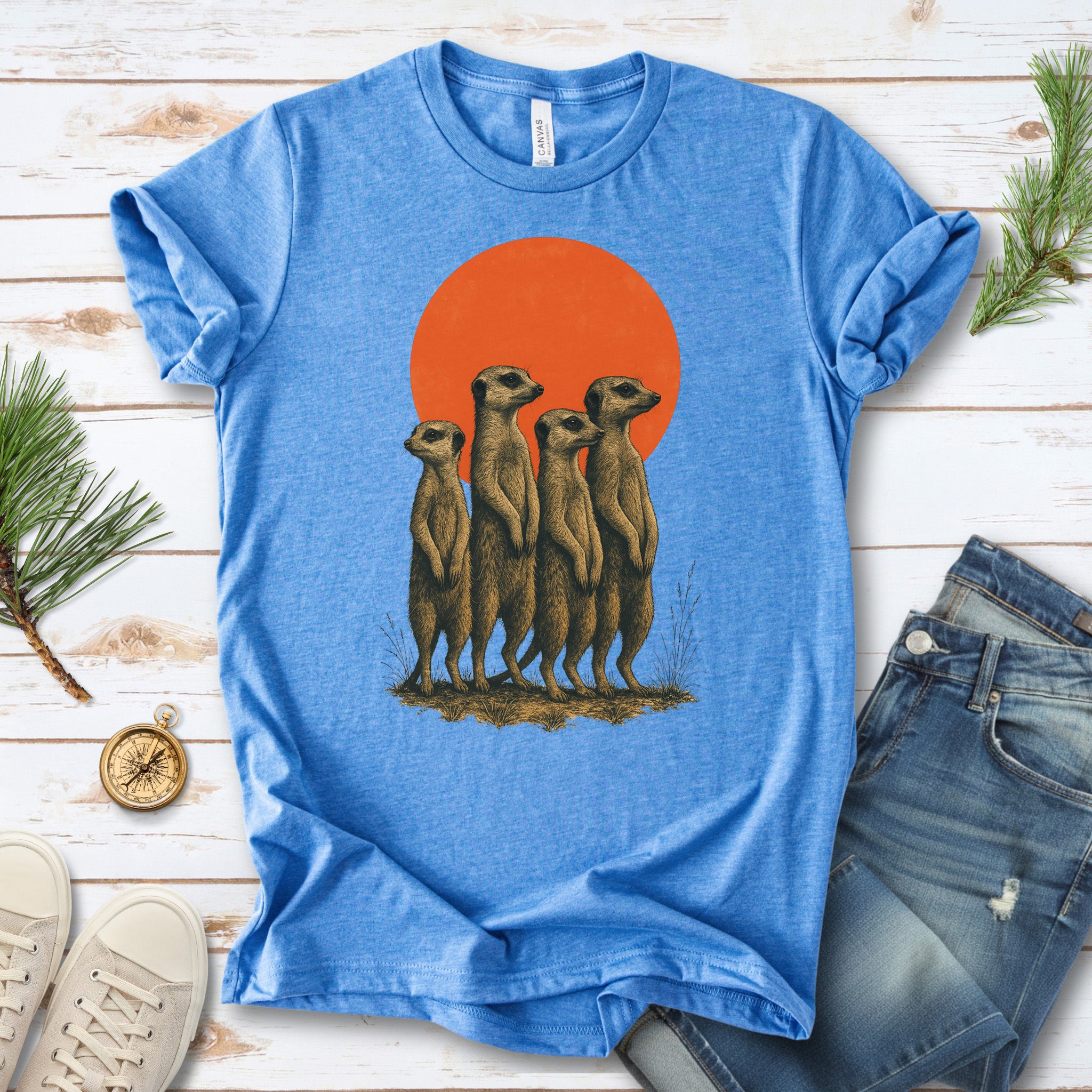 Vintage Meerkat Sunset T-Shirt – Japanese Safari Nature Tee