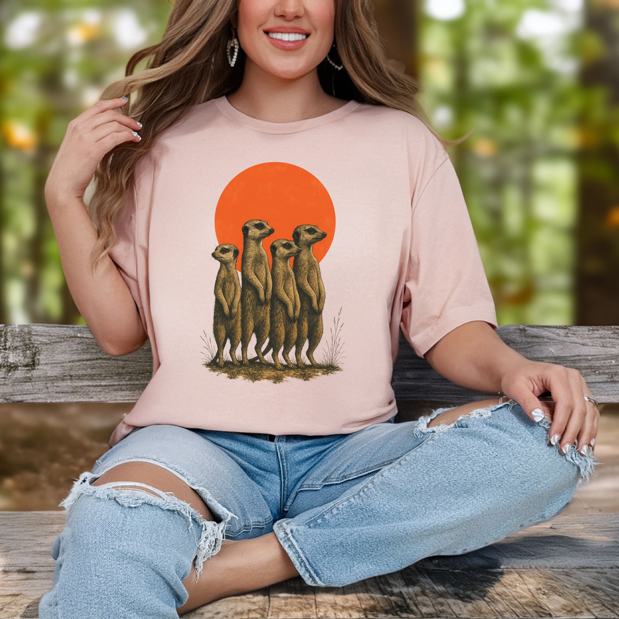 Vintage Meerkat Sunset T-Shirt – Japanese Safari Nature Tee