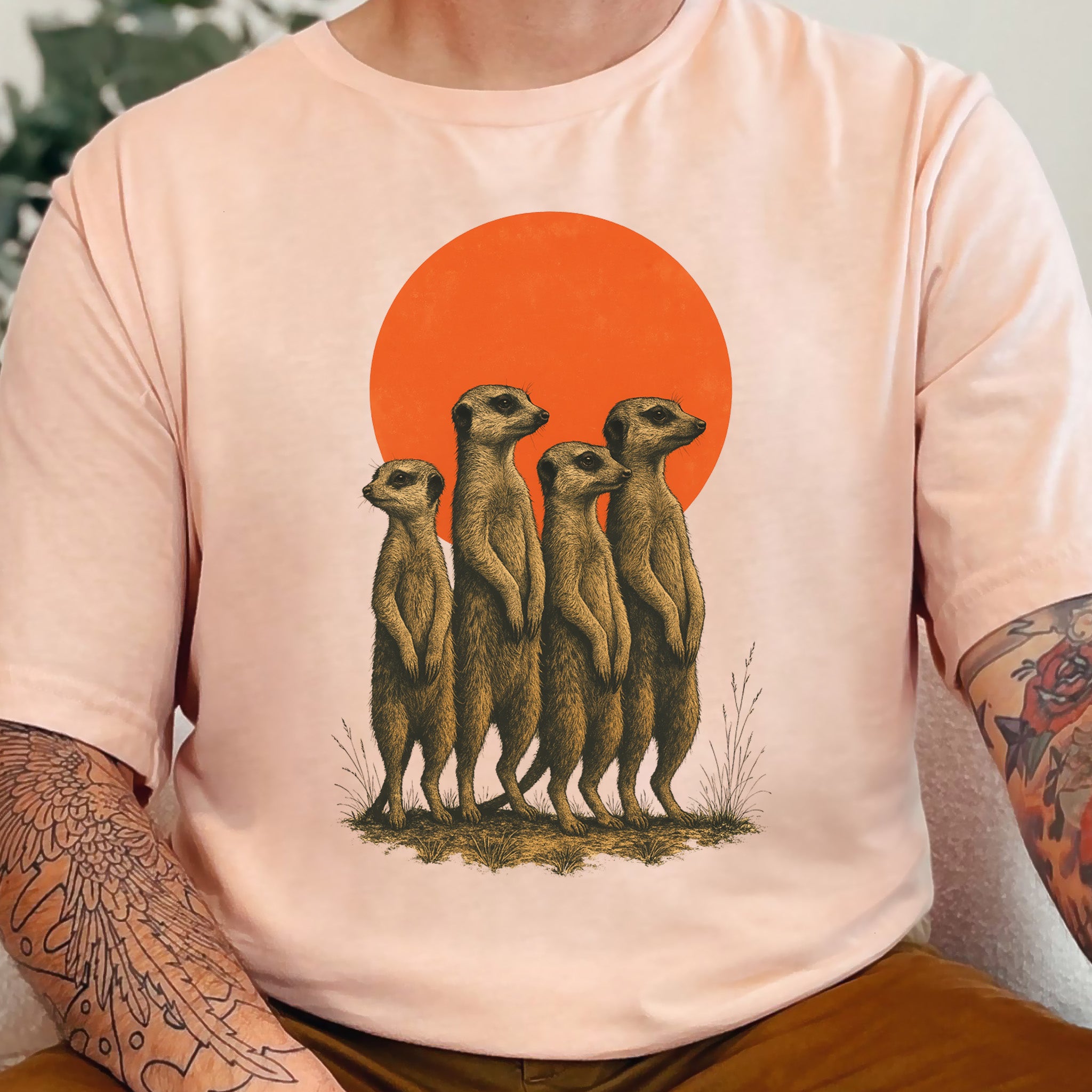 Vintage Meerkat Sunset T-Shirt – Japanese Safari Nature Tee