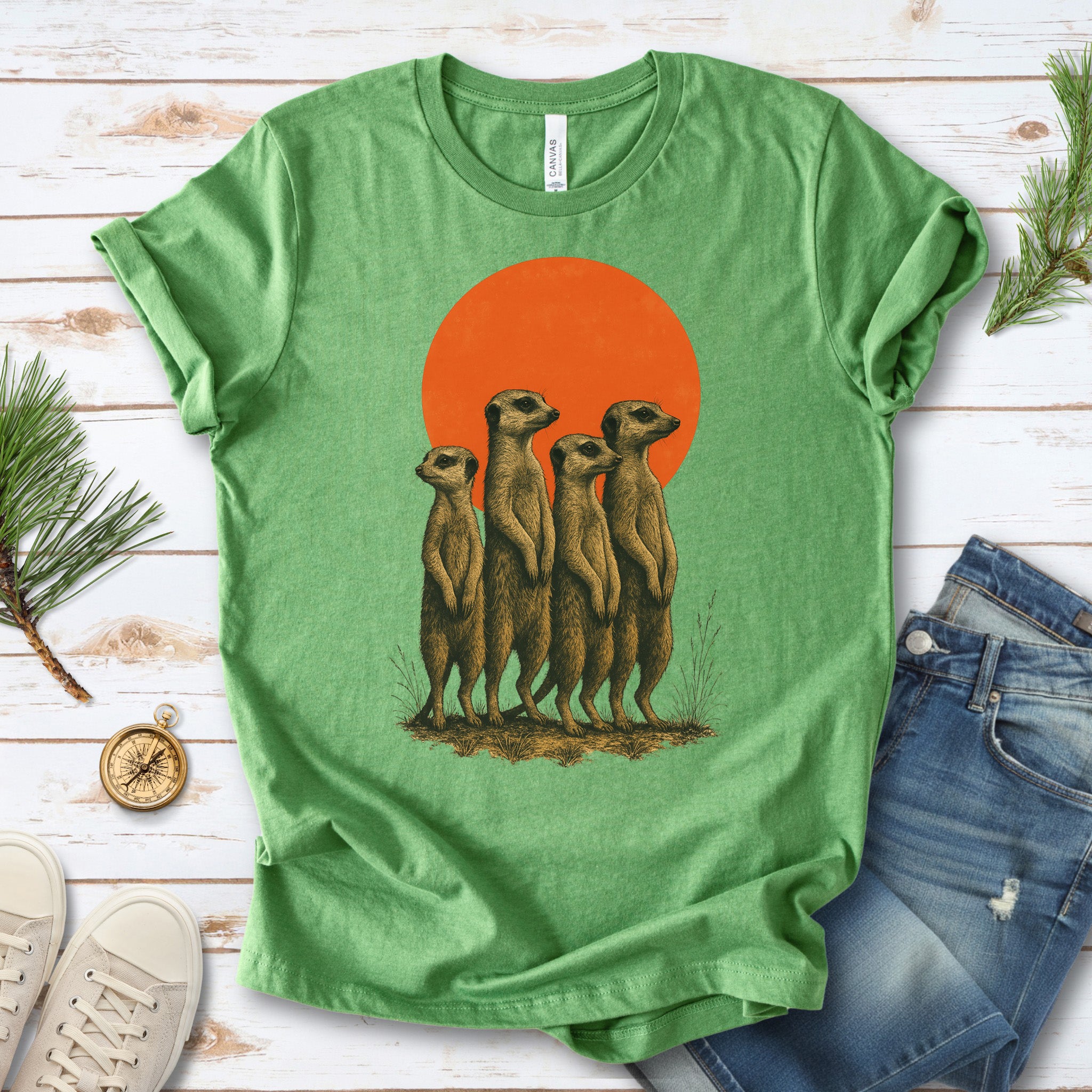 Vintage Meerkat Sunset T-Shirt – Japanese Safari Nature Tee