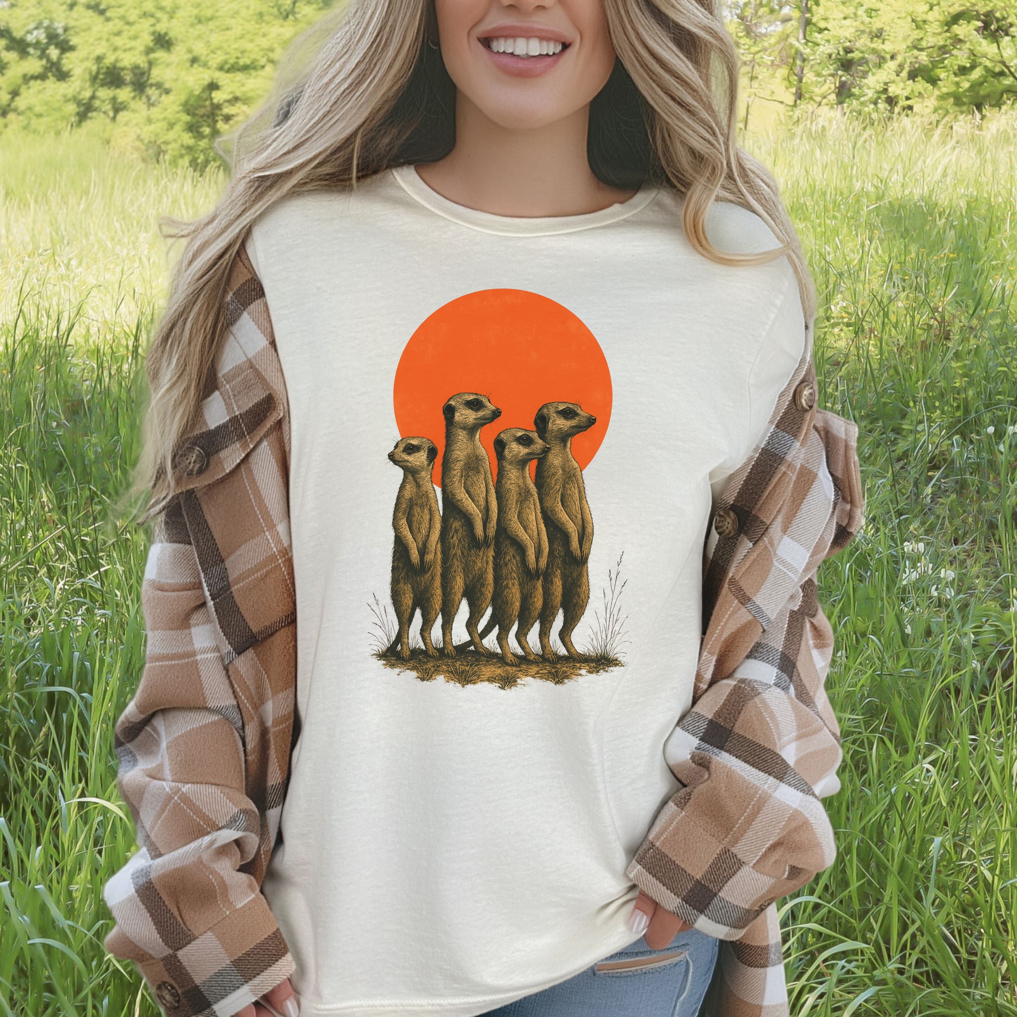 Vintage Meerkat Sunset T-Shirt – Japanese Safari Nature Tee