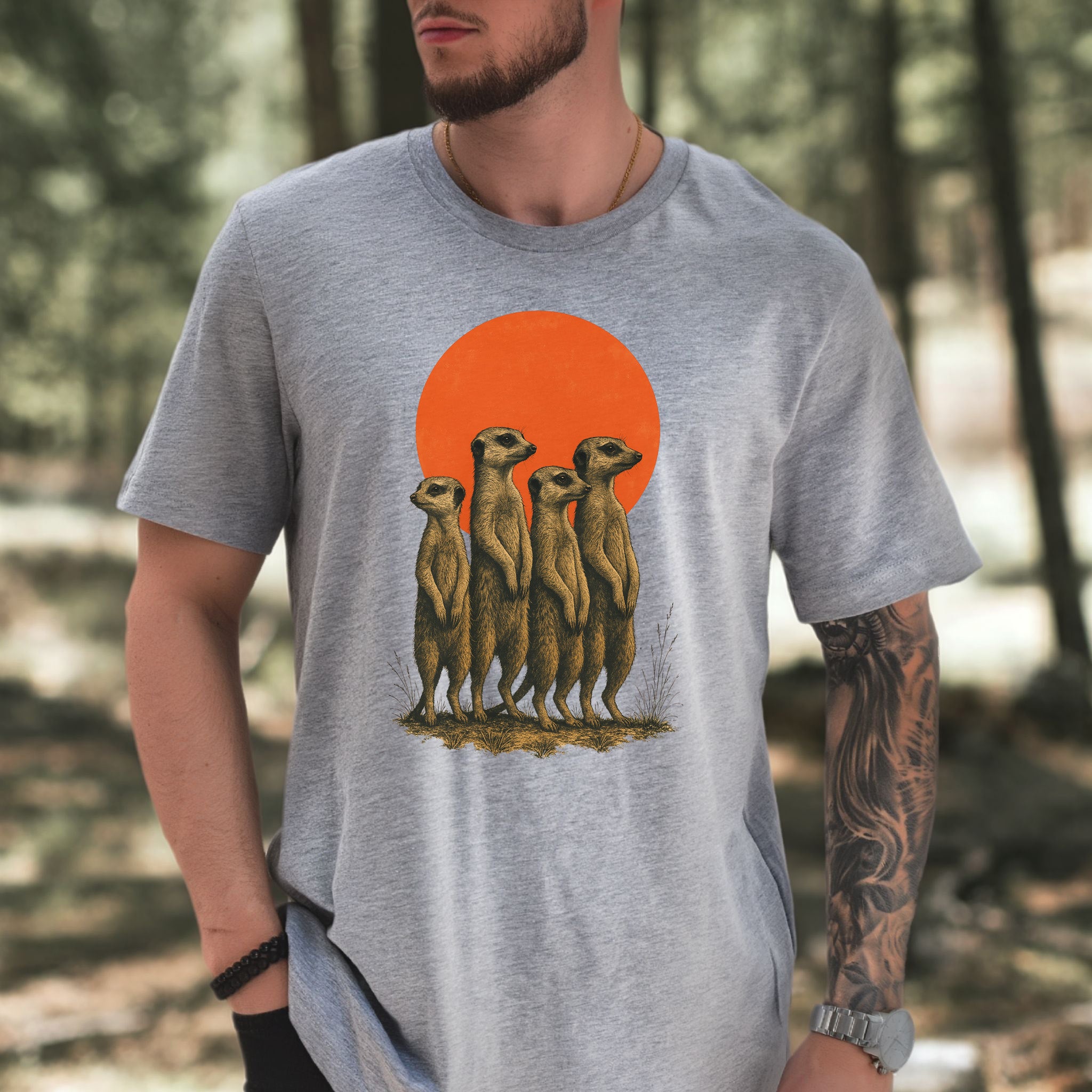 Vintage Meerkat Sunset T-Shirt – Japanese Safari Nature Tee