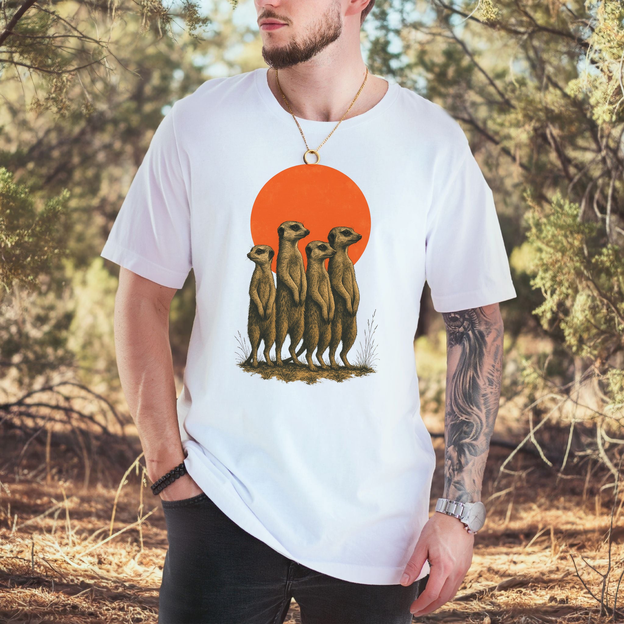 Vintage Meerkat Sunset T-Shirt – Japanese Safari Nature Tee