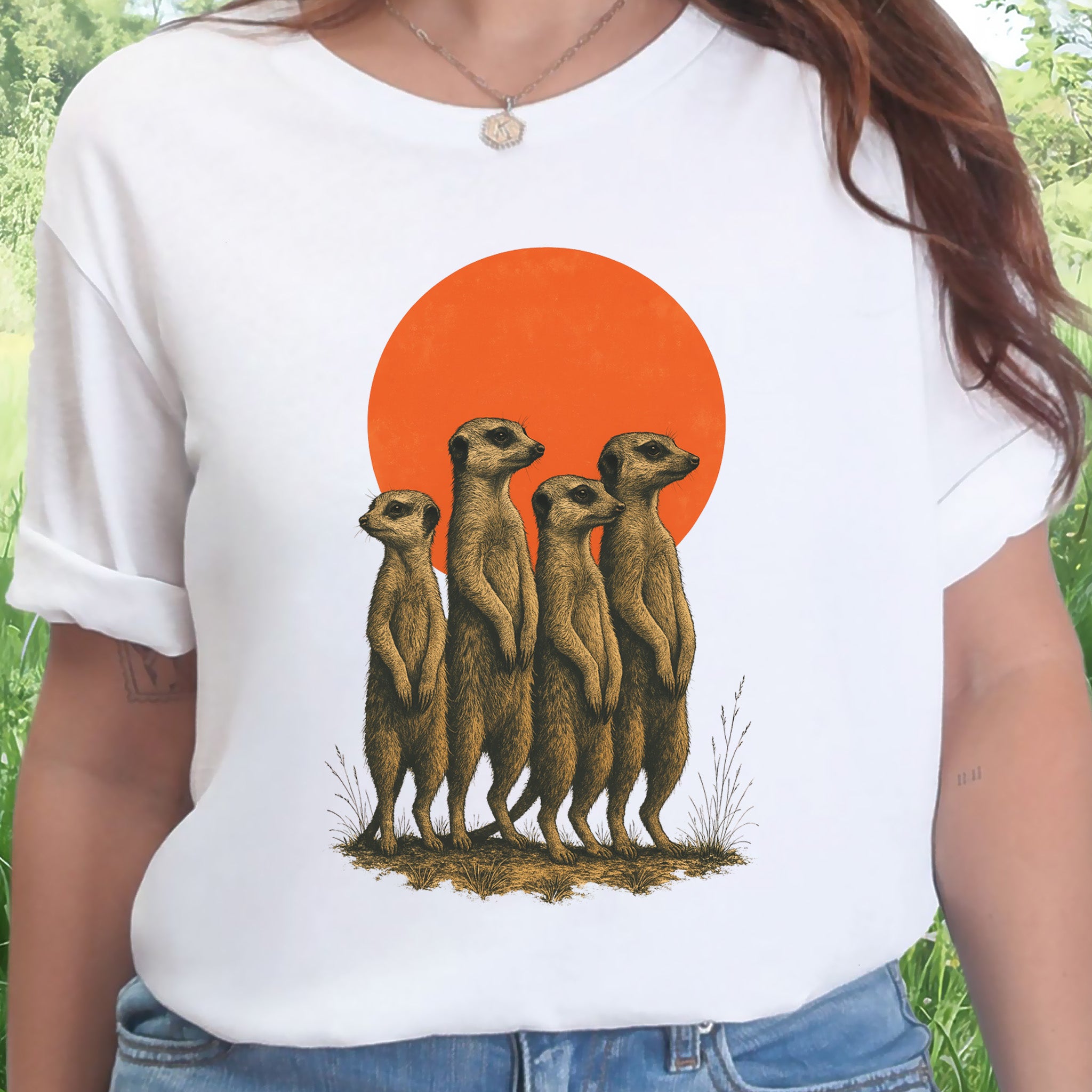 Vintage Meerkat Sunset T-Shirt – Japanese Safari Nature Tee