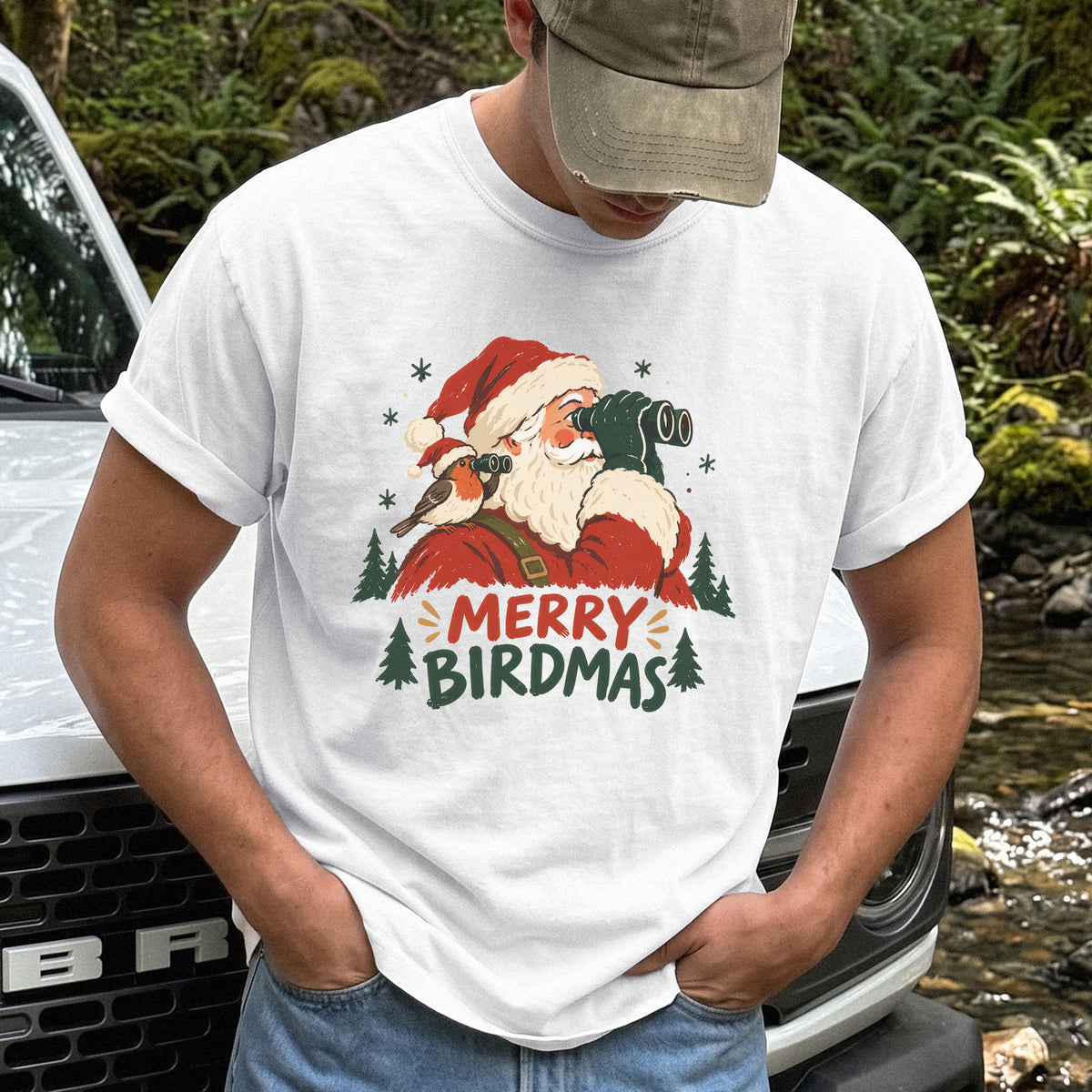 Merry Birdmas Comfort Colors Shirt – Santa Birdwatching Tee