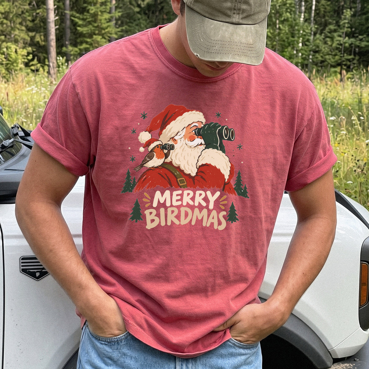 Merry Birdmas Comfort Colors Shirt – Santa Birdwatching Tee