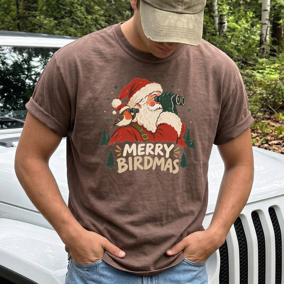 Merry Birdmas Comfort Colors Shirt – Santa Birdwatching Tee