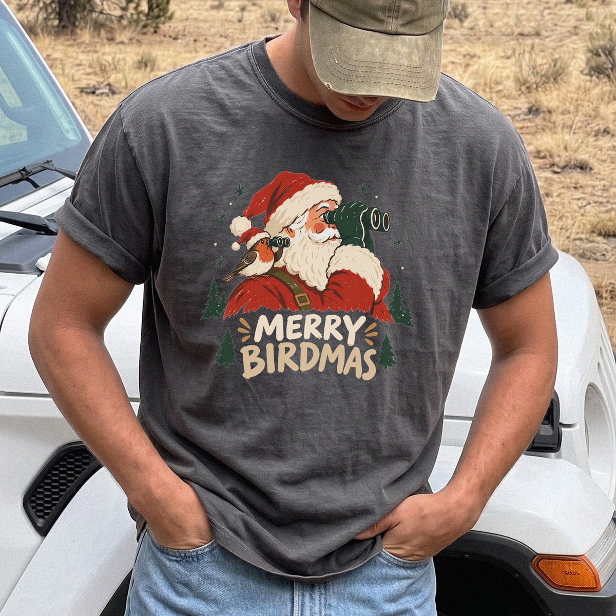 Merry Birdmas Comfort Colors Shirt – Santa Birdwatching Tee