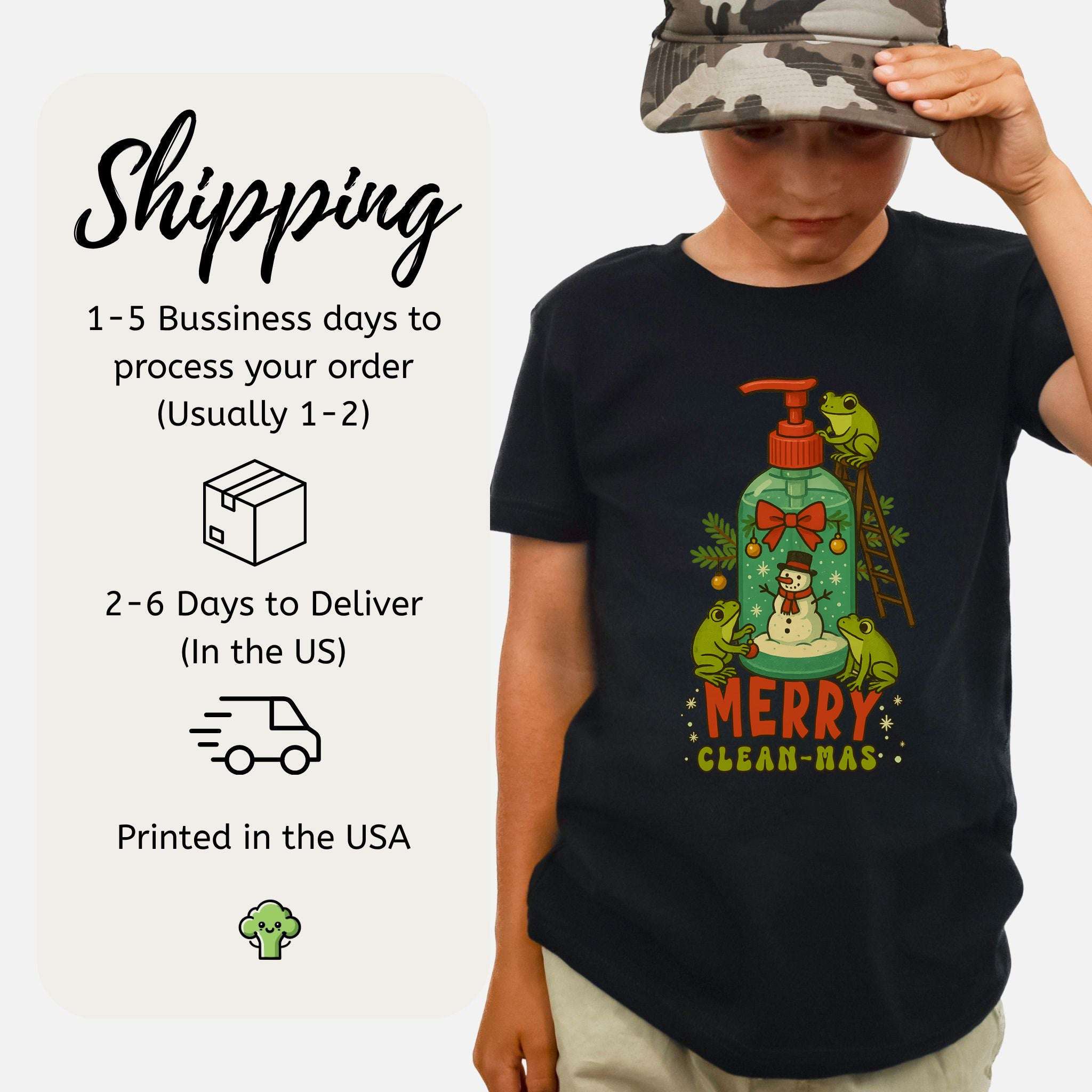 Merry Clean-mas Youth T-Shirt – Funny Frog & Holiday Soap Squad